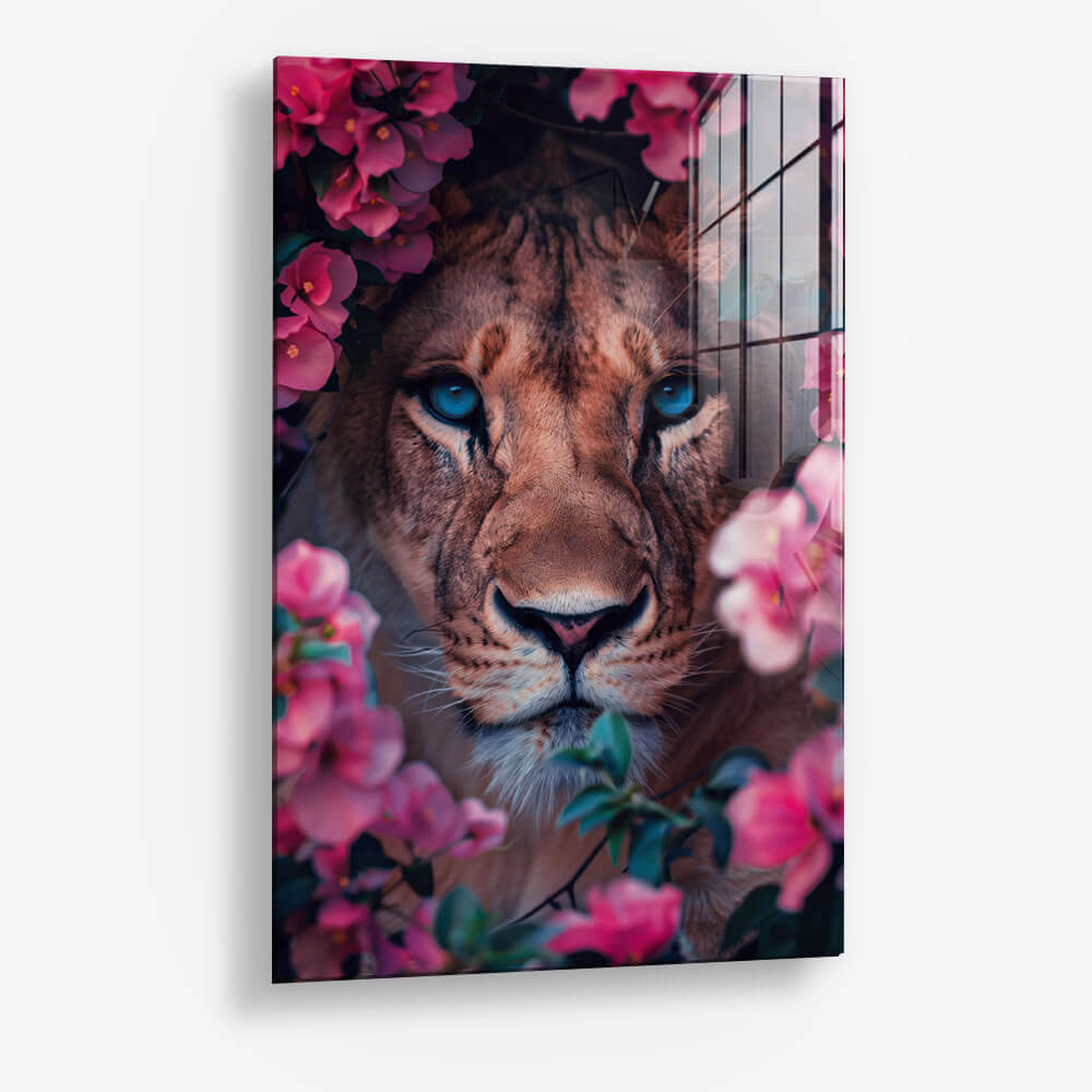 Lioness in Flowers – Verre