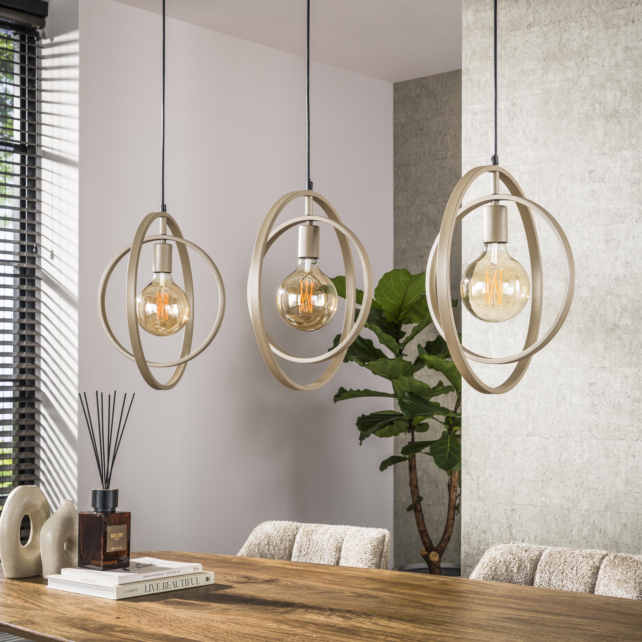 Lampe suspendue Turn Around 3 lumières - Beige