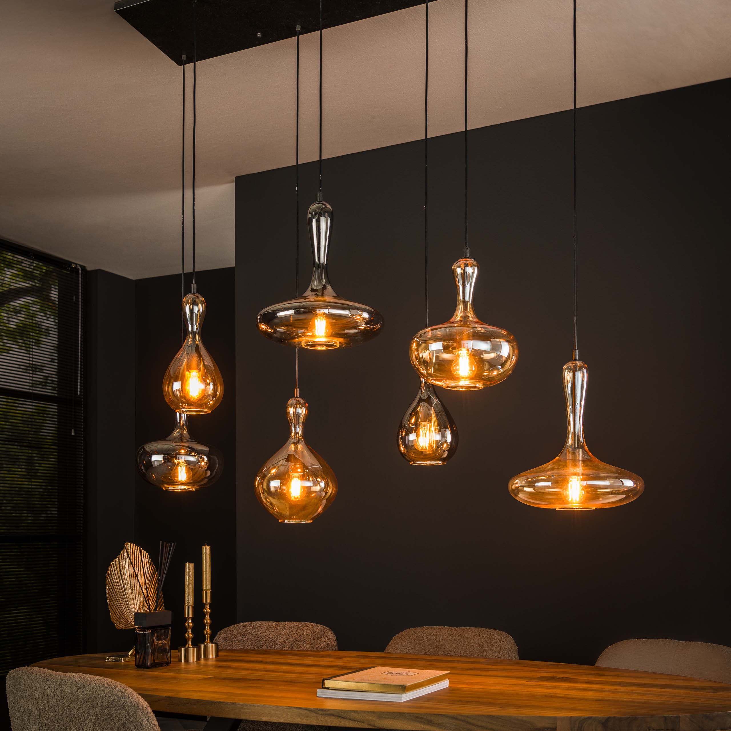 Lampe suspendue Carafe 4+3 lumières - Noir Artic