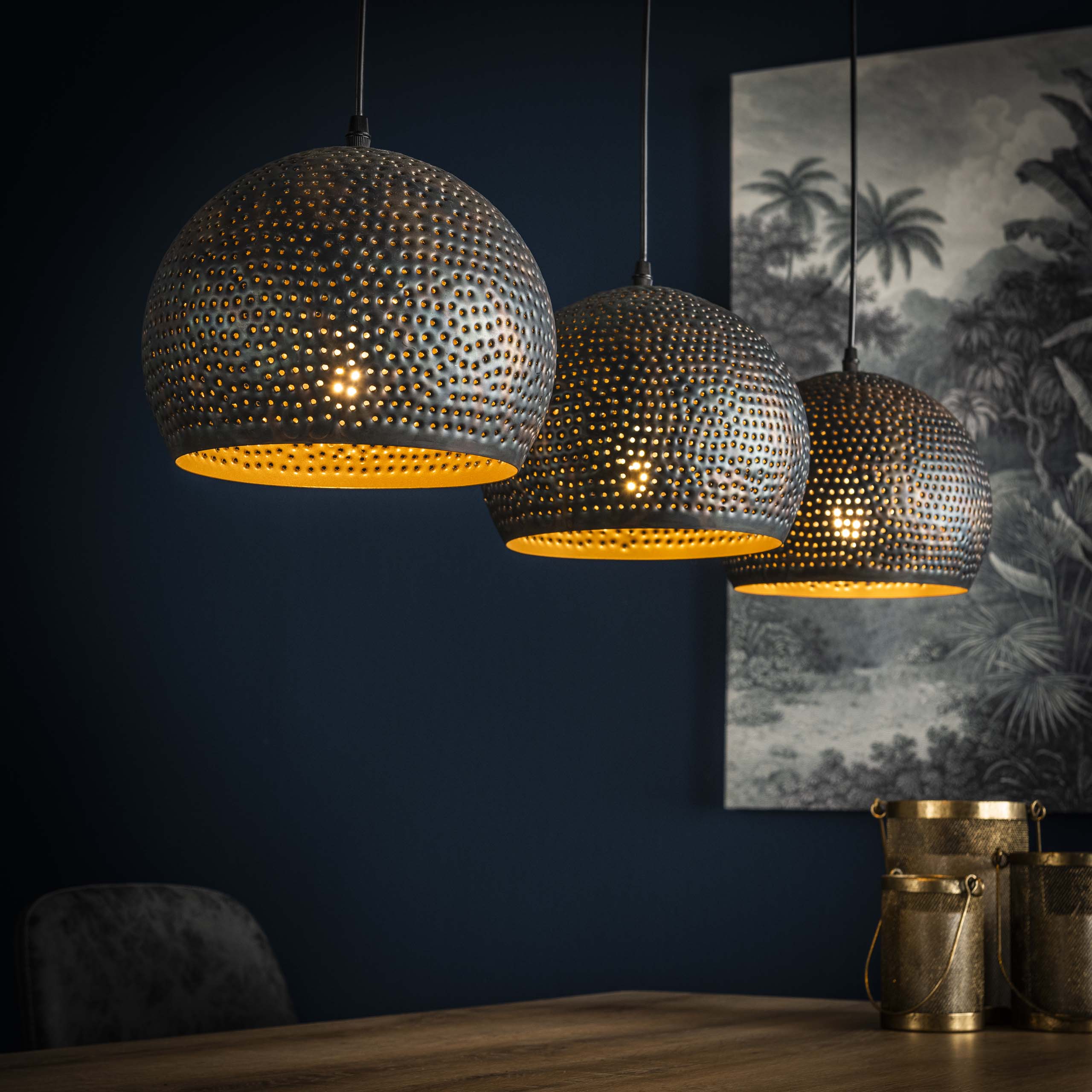 Lampe suspendue 3L Globe poinçon