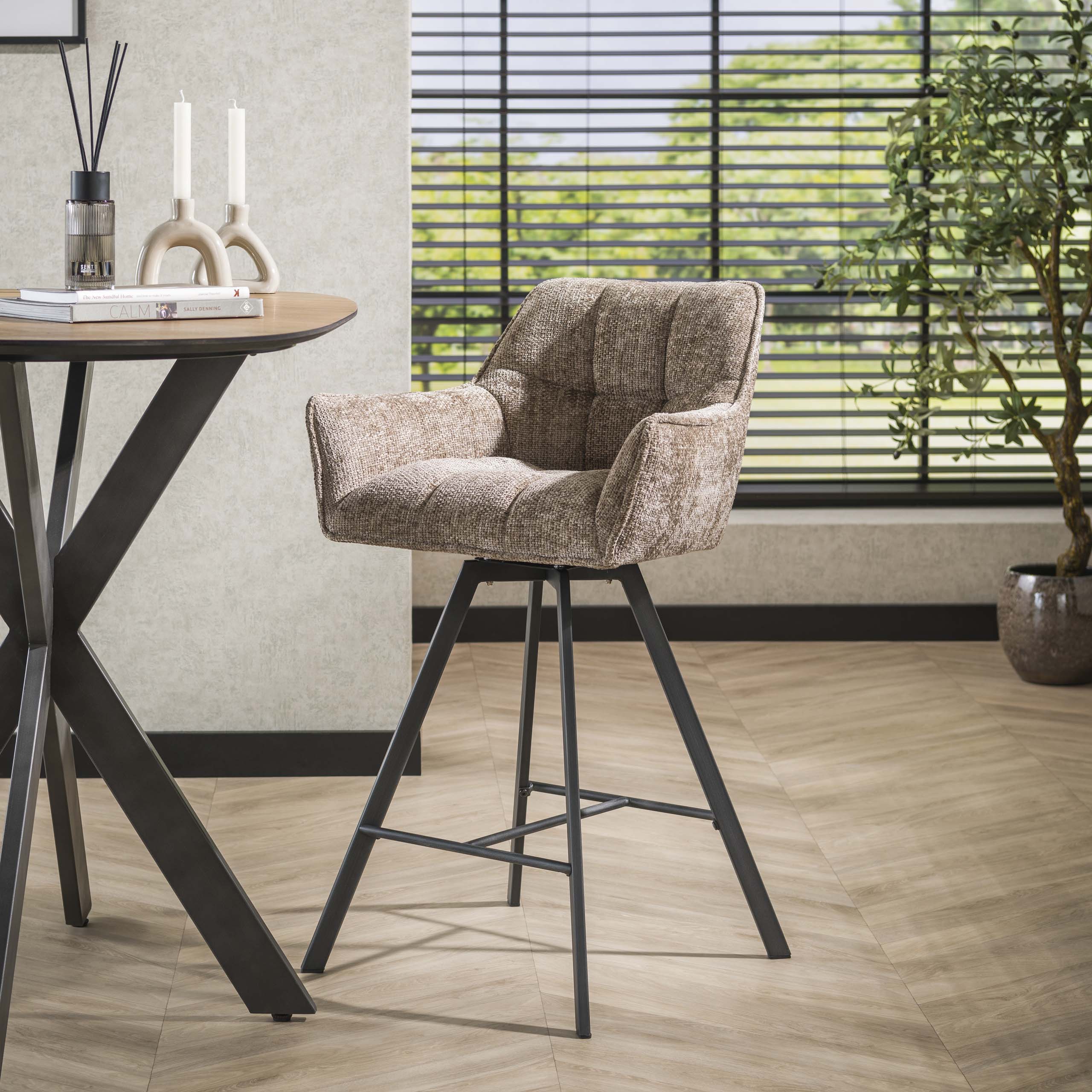 Chaise de bar Raster rotative - lot de 2 - Hoven champagne