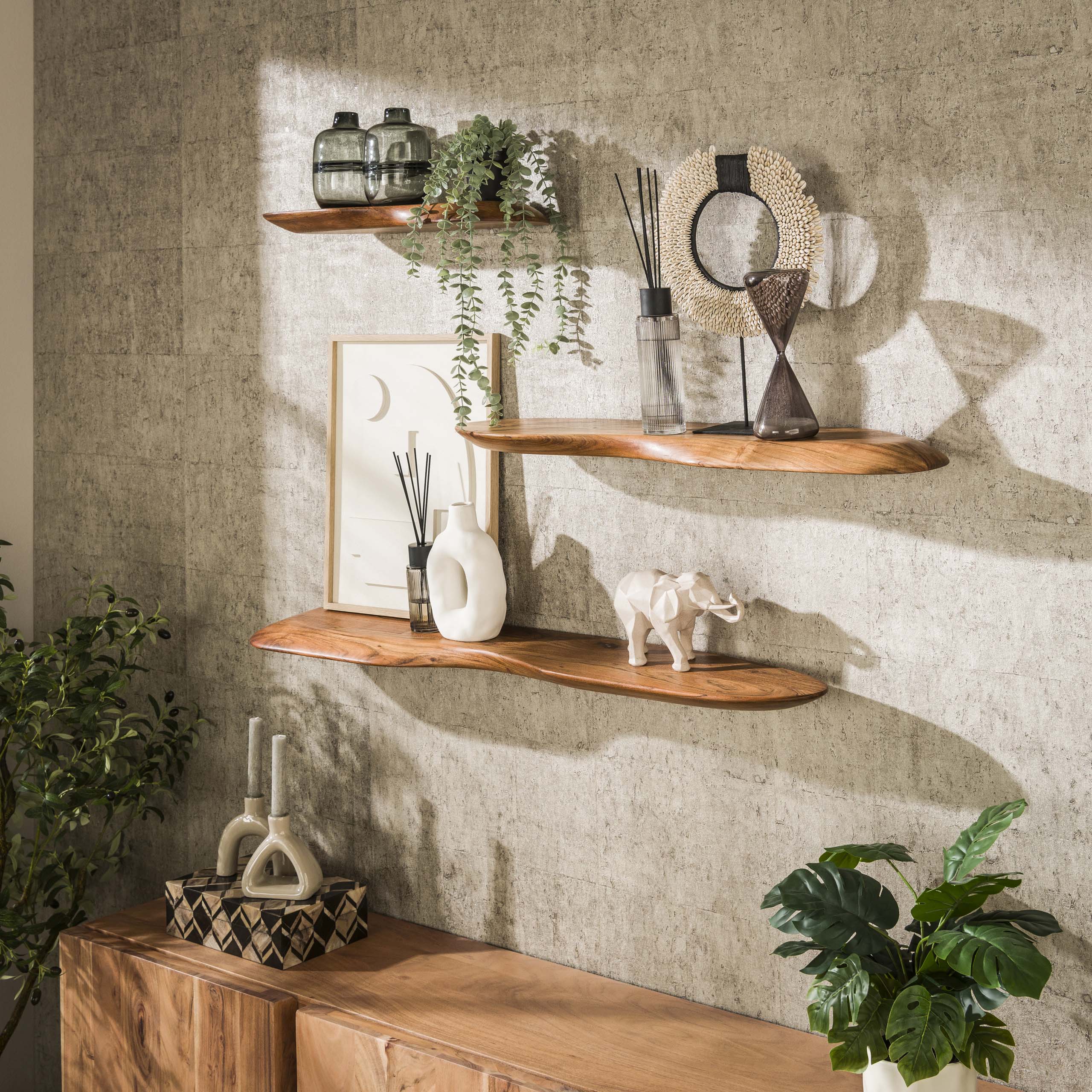Etagère murale Organic 60 cm - Acacia massif