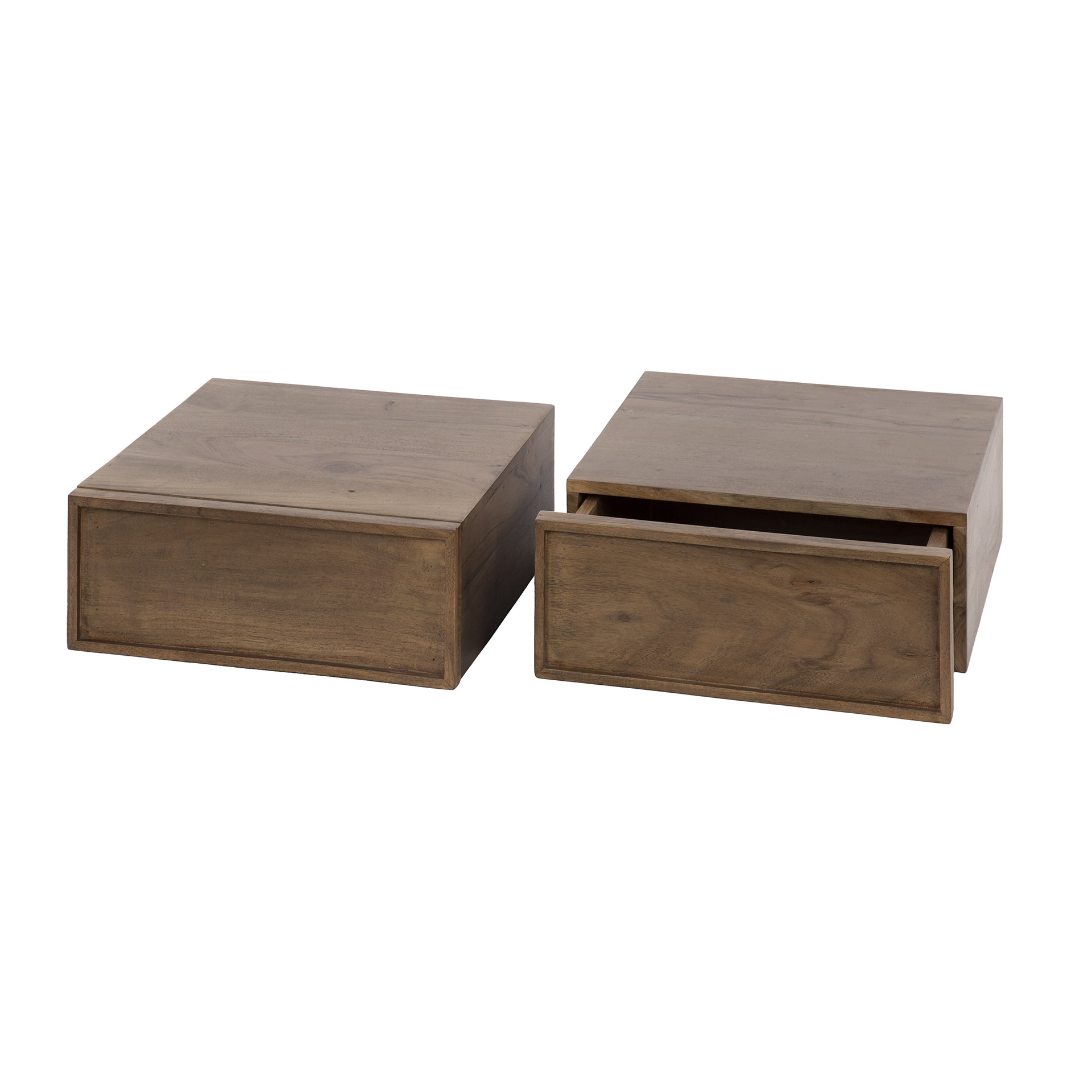 Table de chevet Frame flottant 1 tiroir - lot de 2 - Acacia marron