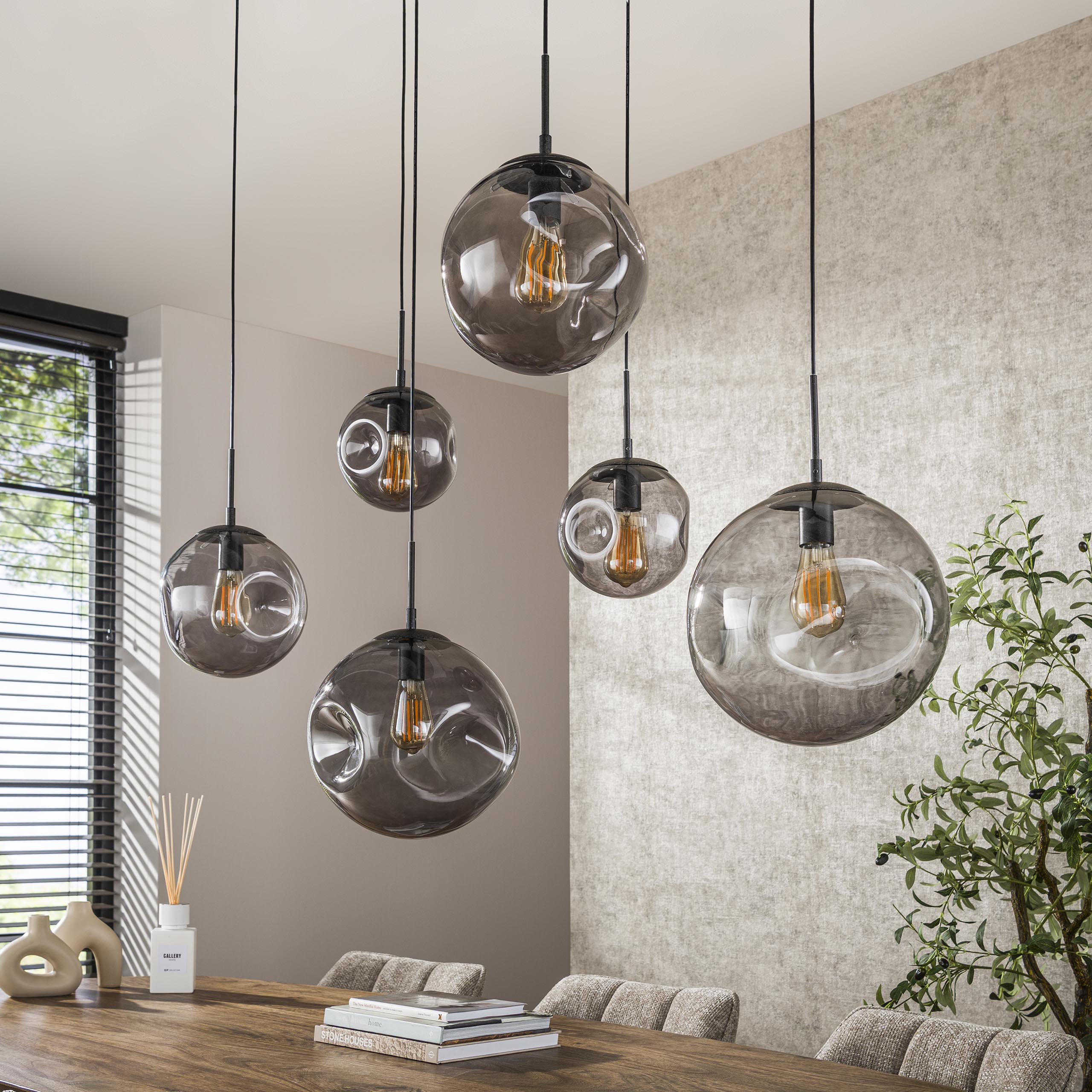 Lampe suspendue Stellar Black 6 lumières - Noir arctique