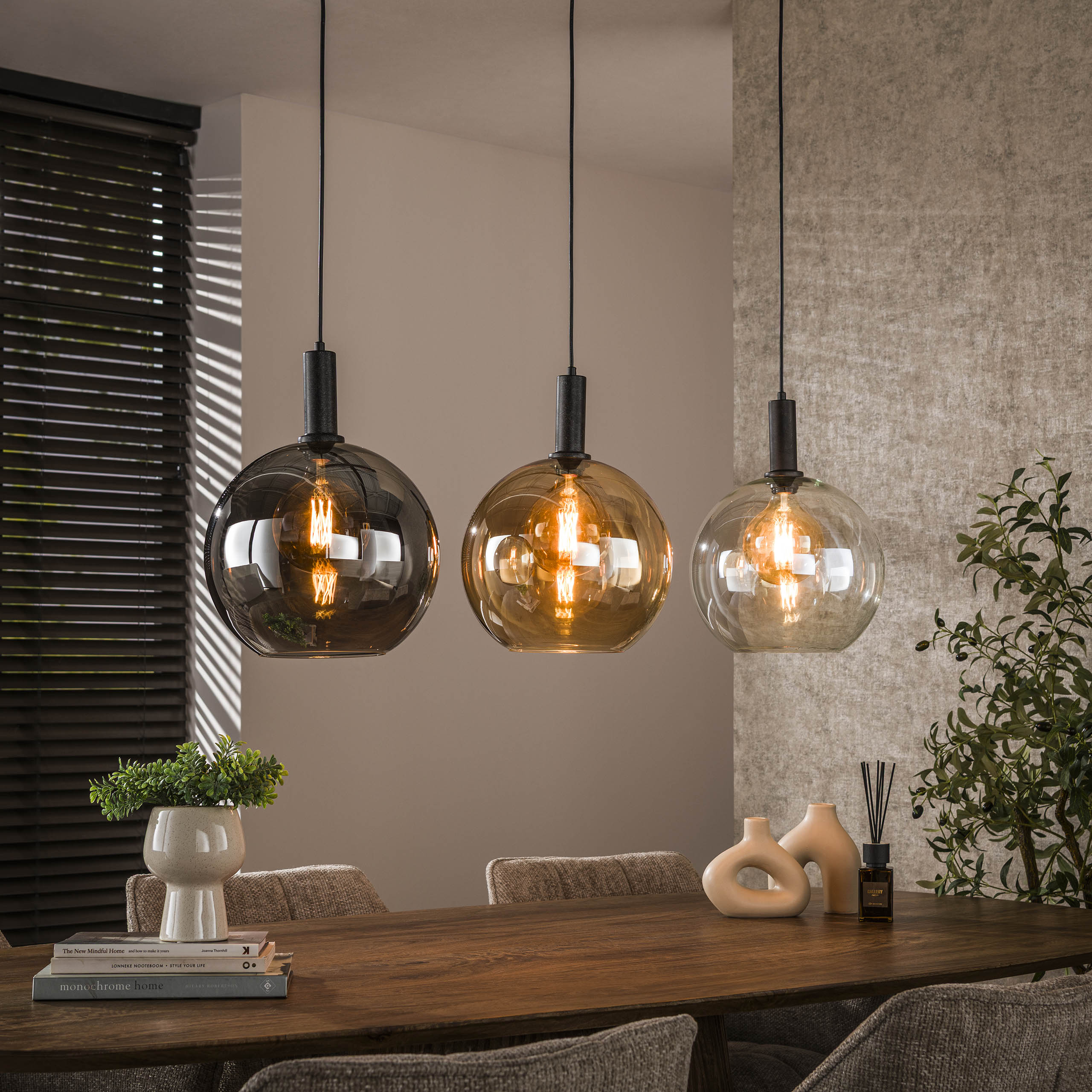 Lampe suspendue Sfera Tricolore 3 lumières - Noir arctique