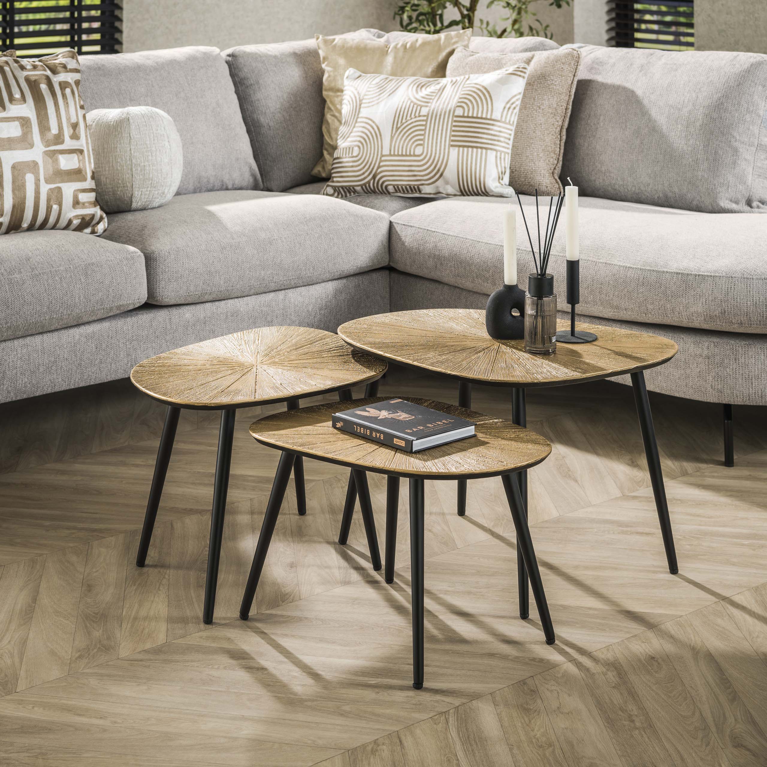 Table basse Ray quadrangulaire - Lot de 3 - Or antique