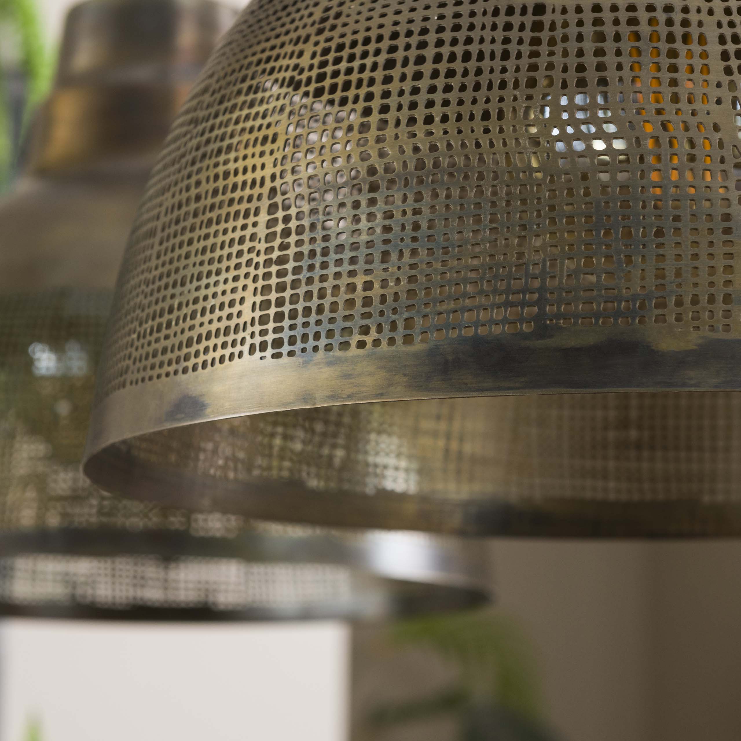 Lampe suspendue 2xØ38 écran / Bronze antique