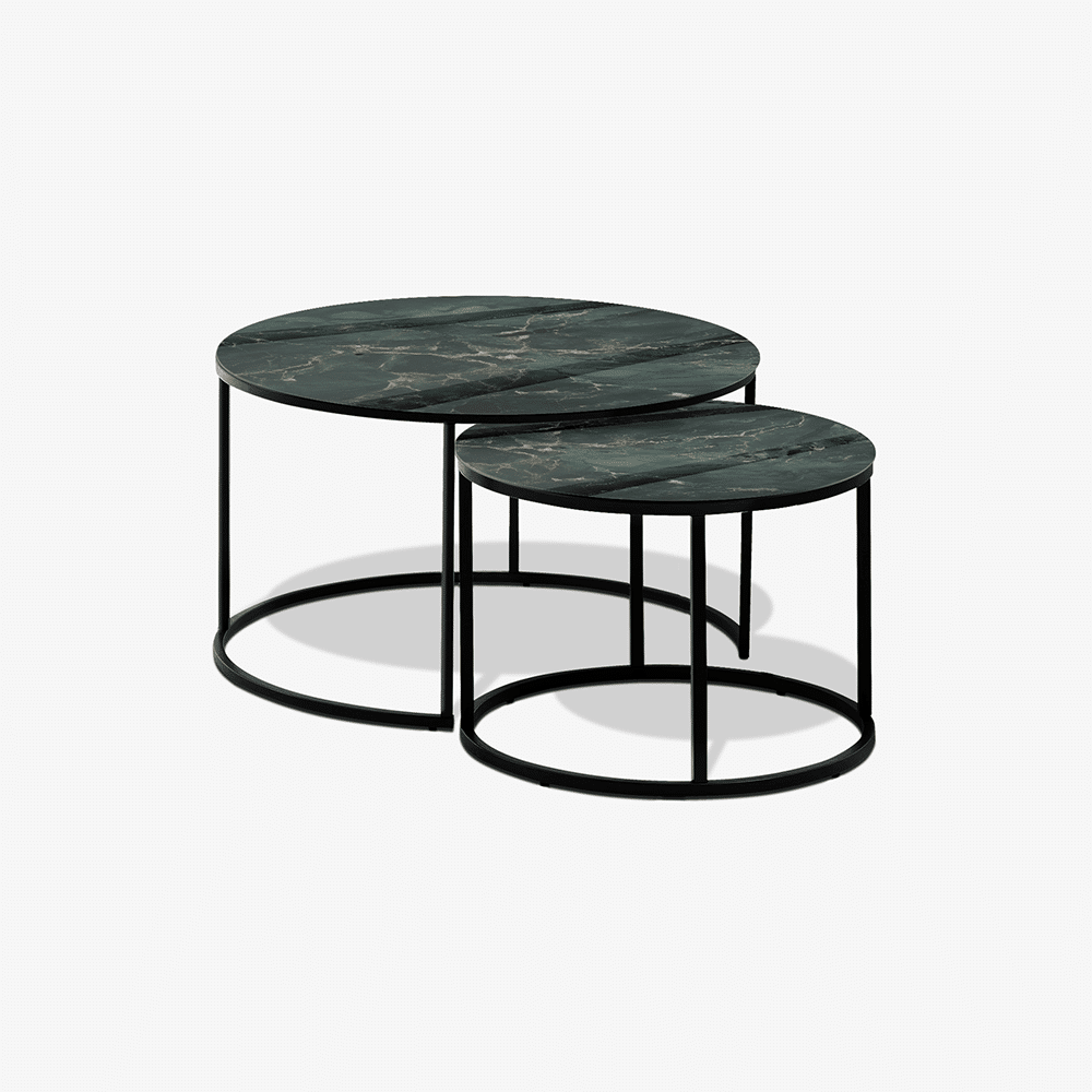 Table basse Noir - Marbre Vert & Or