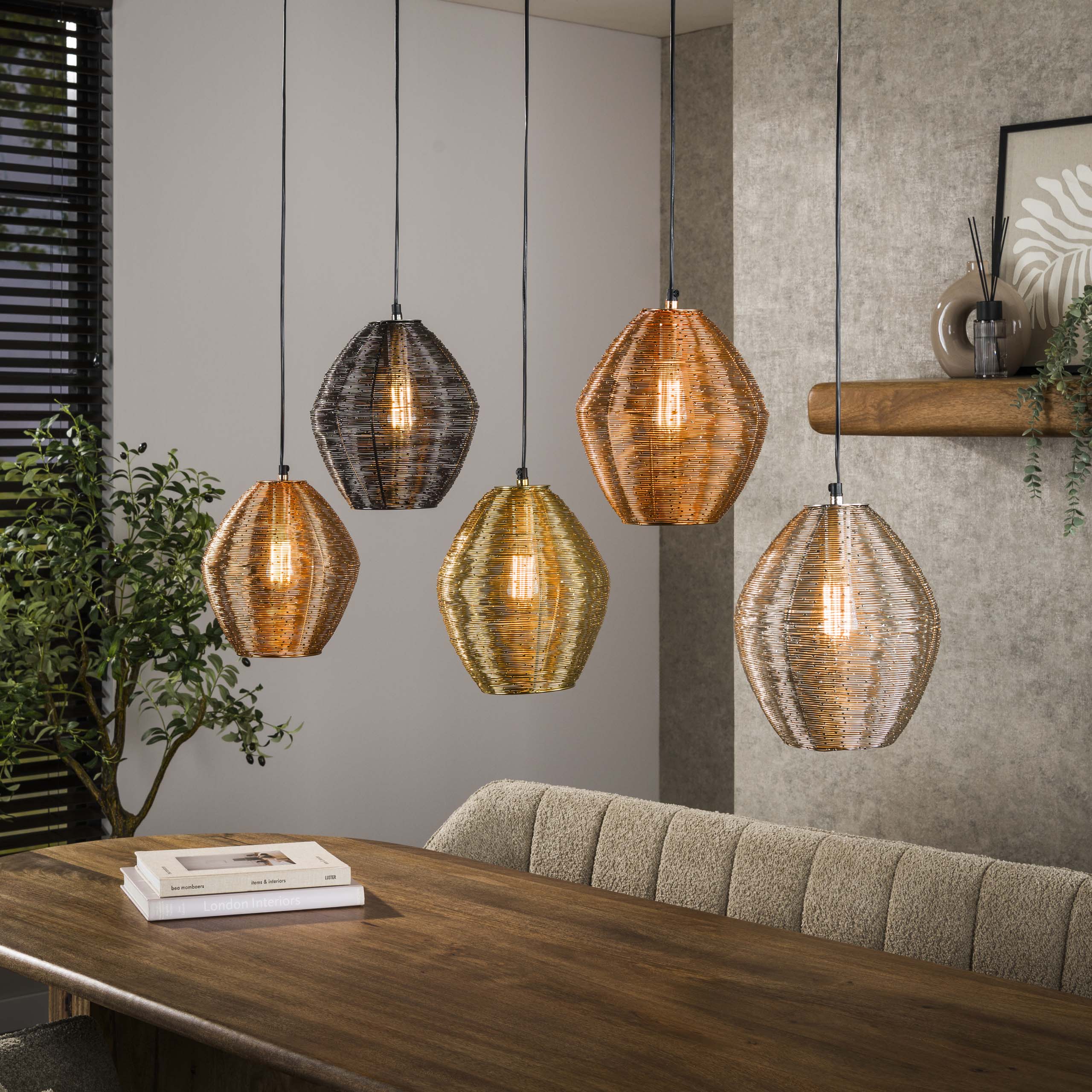 Lampe suspendue 5L web mix / Couleur mix nickel mat