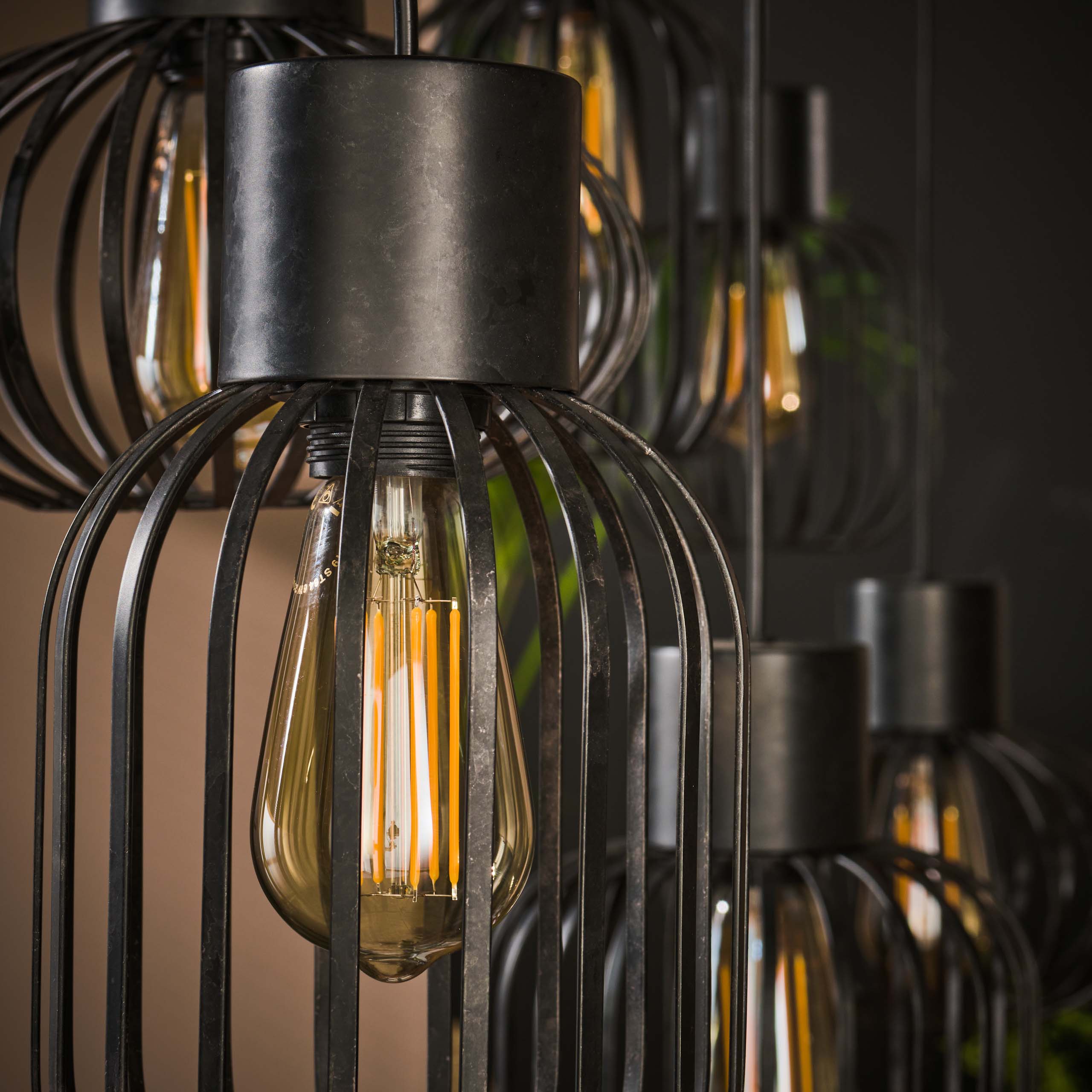 Lampe suspendue 3+3 mix métal / Charbon