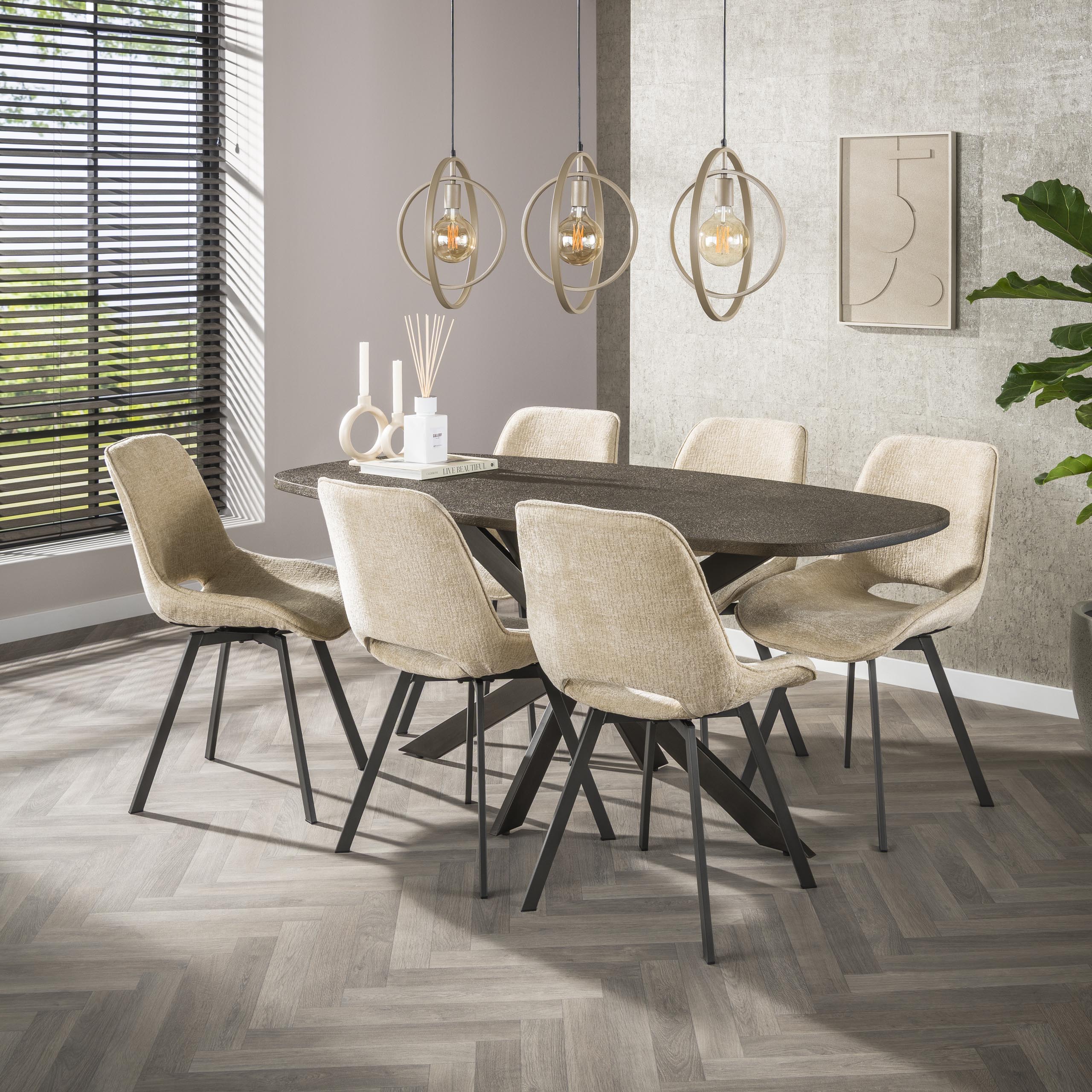 Lampe suspendue Turn Around 3 lumières - Beige