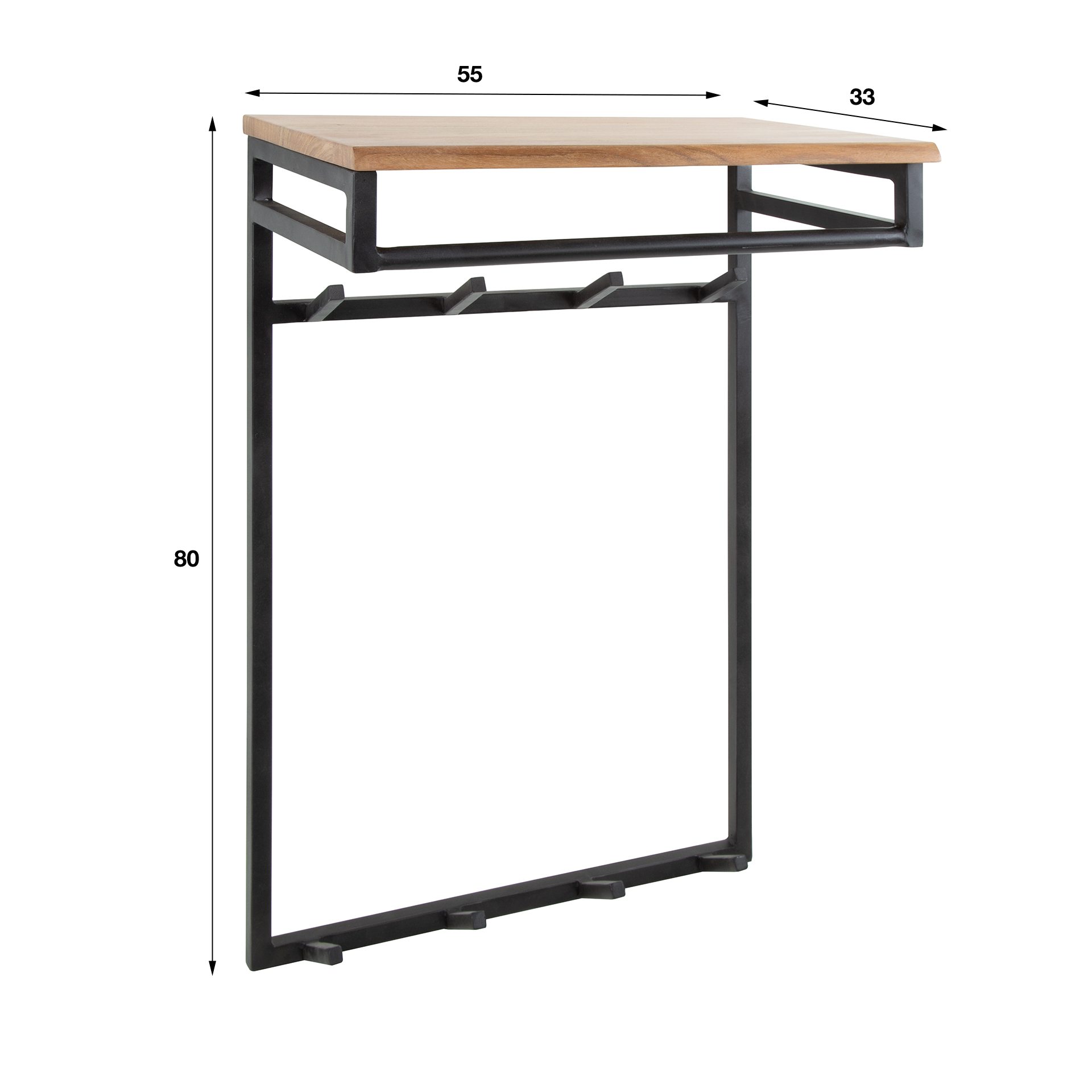 Porte manteau sur mesure haut 2x4 patères / Acacia massif naturel