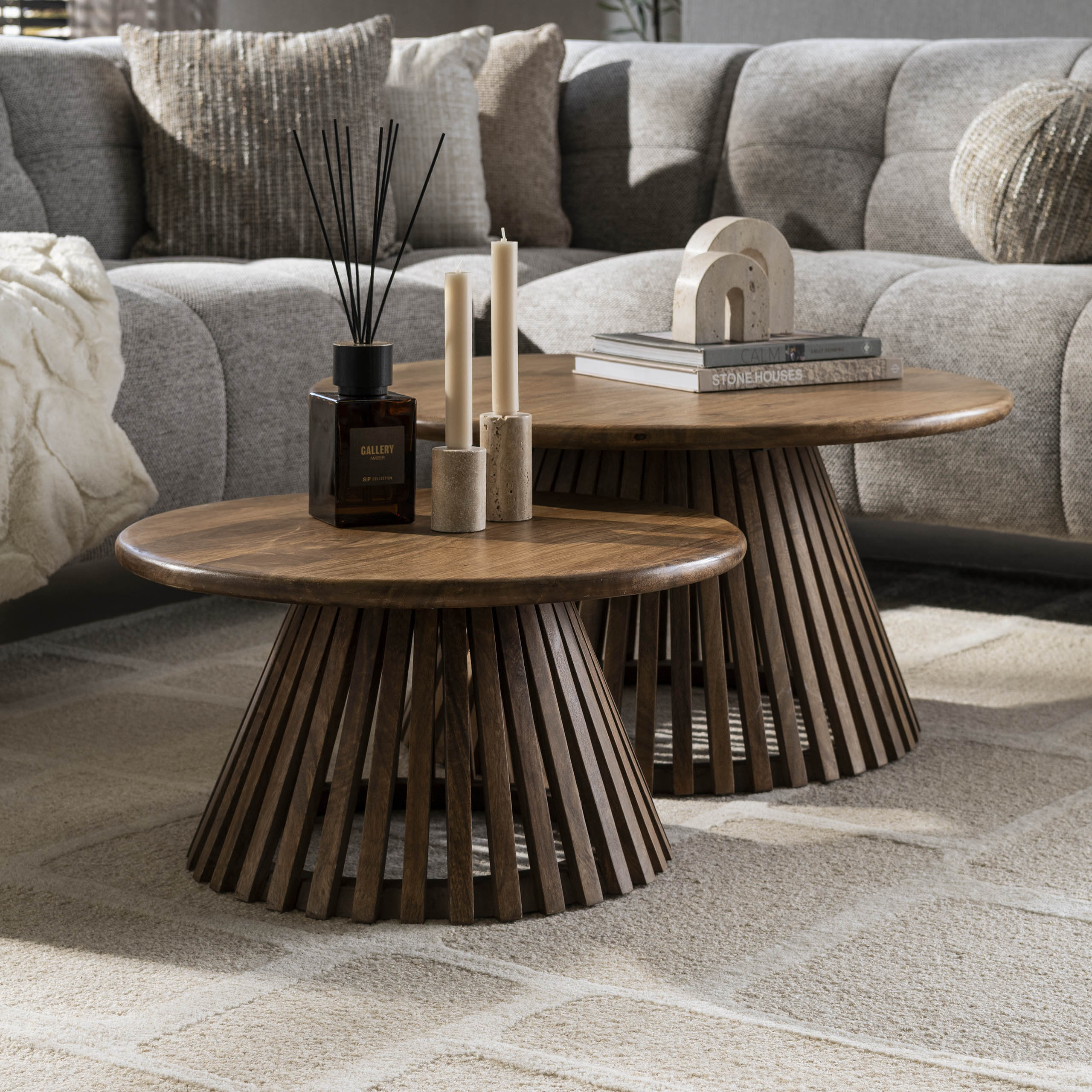 Ensemble table basse/2 tweak conique / Couleur sable mangue massif