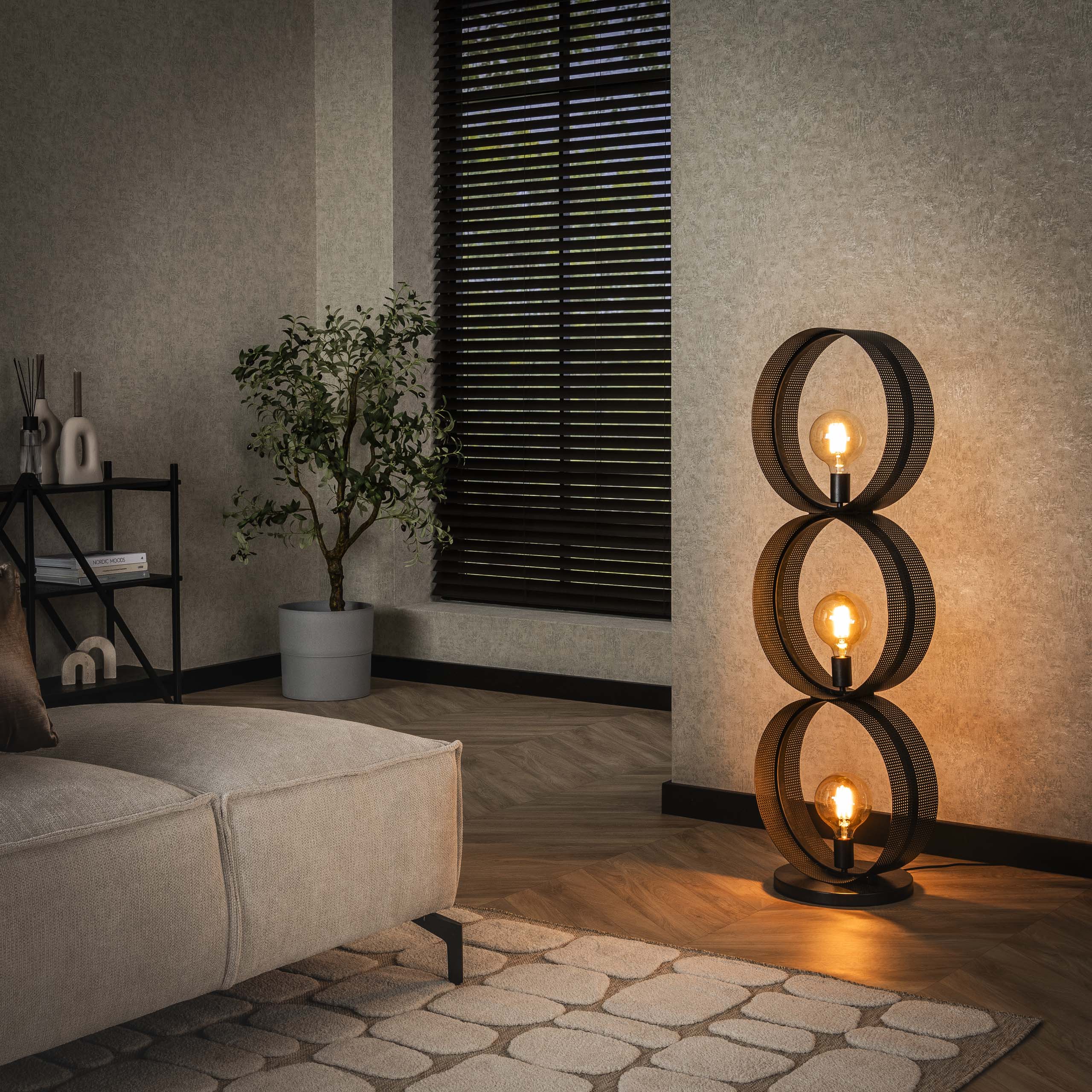 Lampadaire Ring Mesh 3 lumières - Charbon