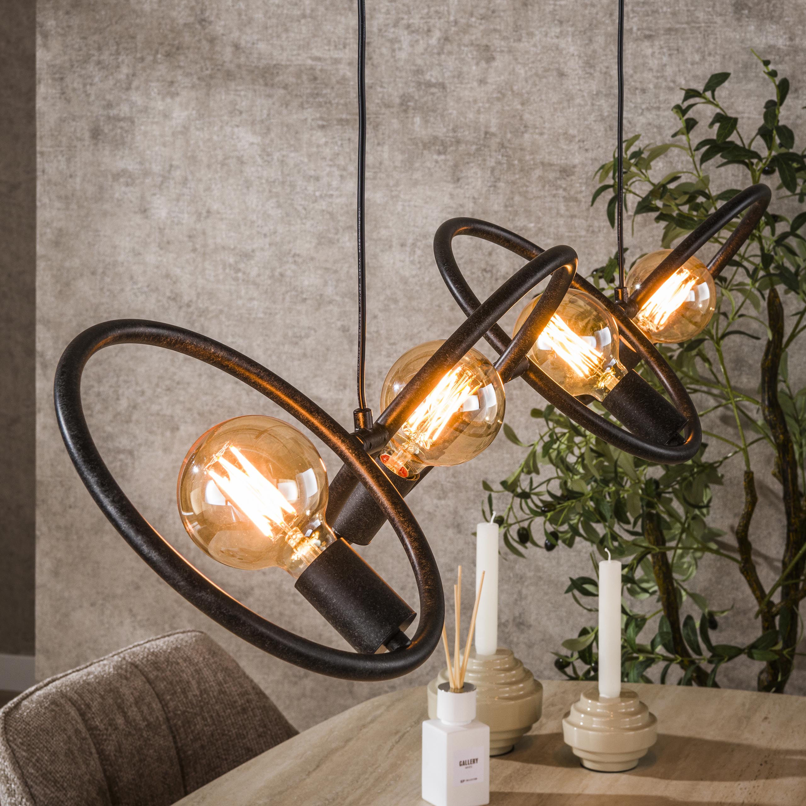 Lampe suspendue Loop 4 lumières Artic noir