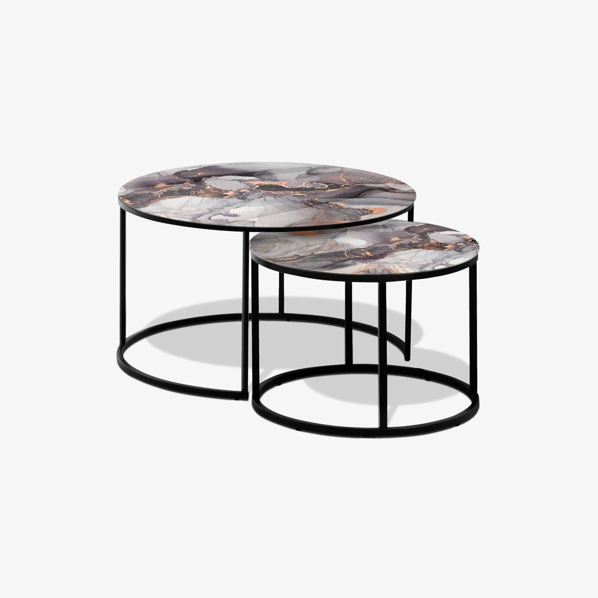 Table basse Noir - Marbre Abstrait Gris & Or