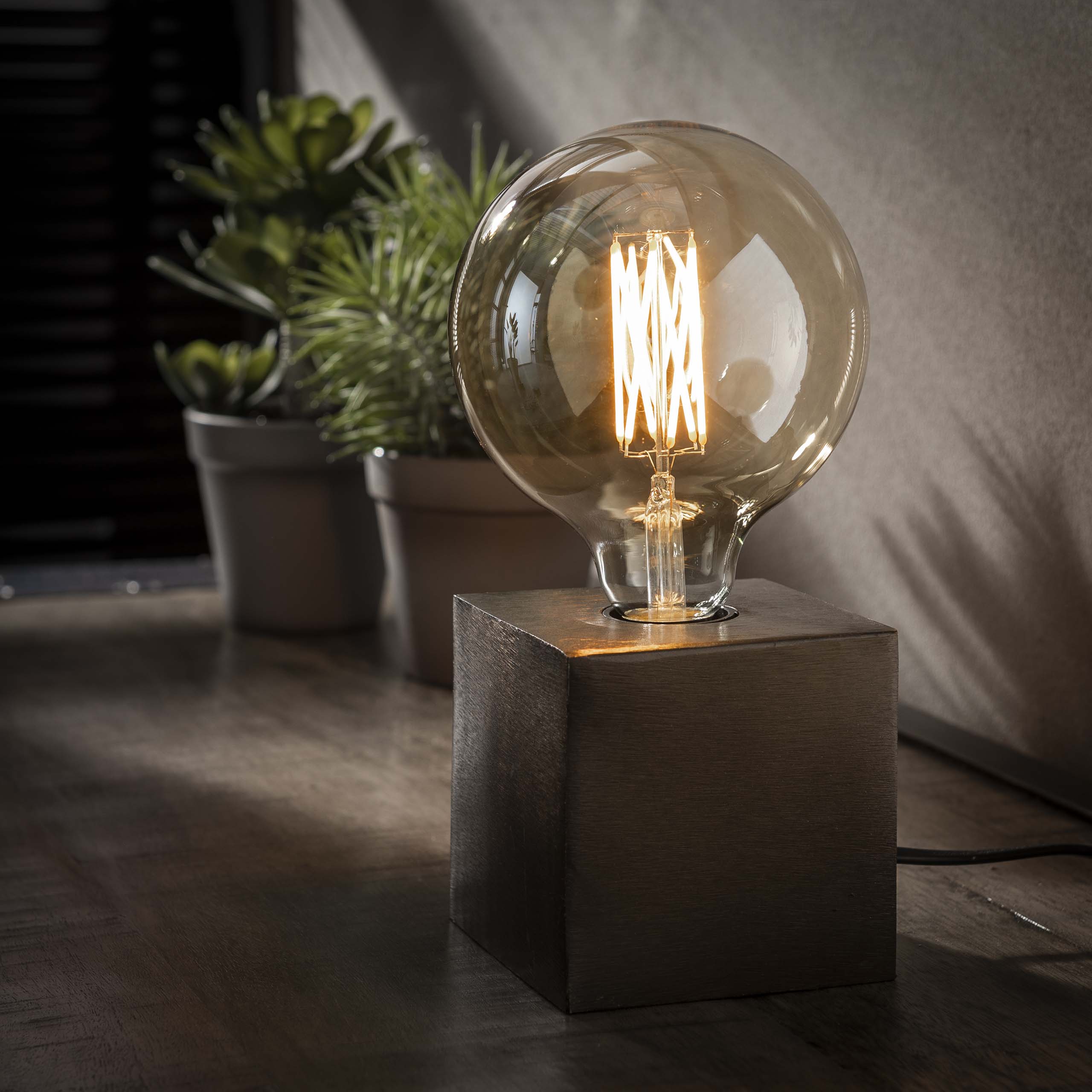 Bloc lampe de table/Nickel noir