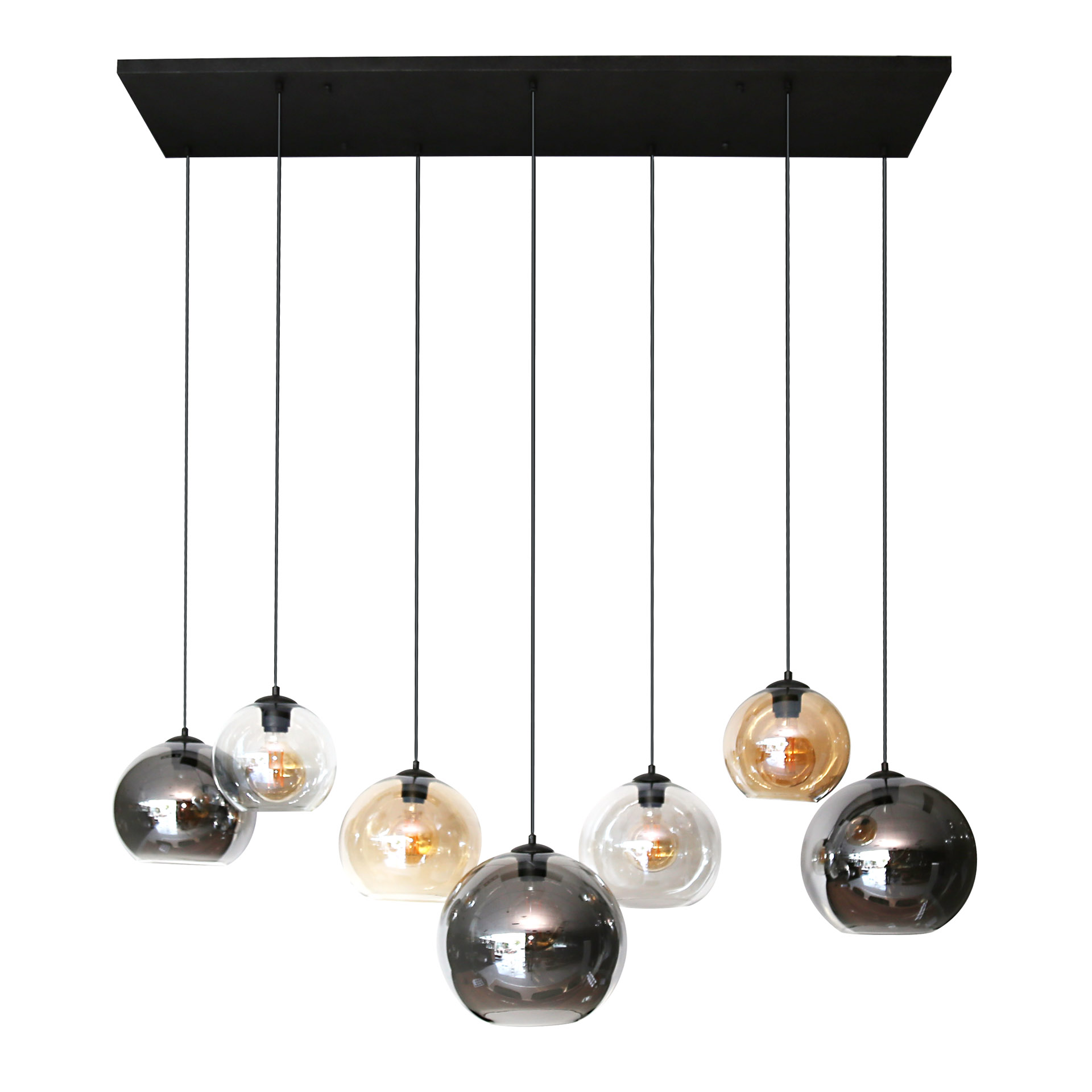 Lampe suspendue 4+3 multi globe XL / Noir Artic