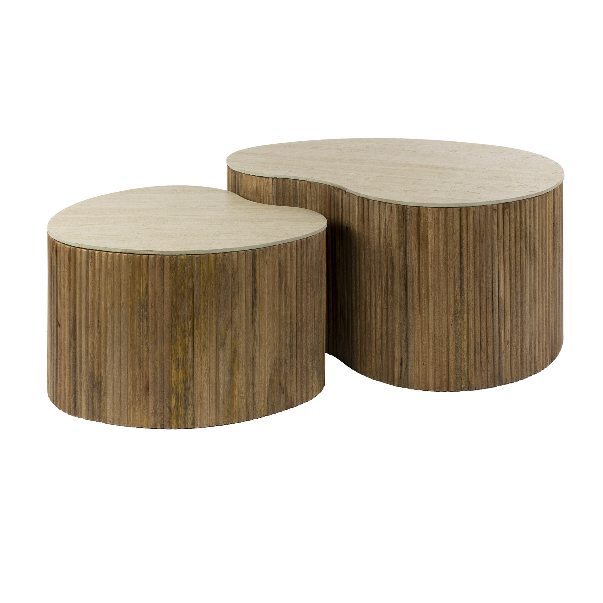 Table basse Nuovo en forme de rein - Lot de 2 - Manguier massif