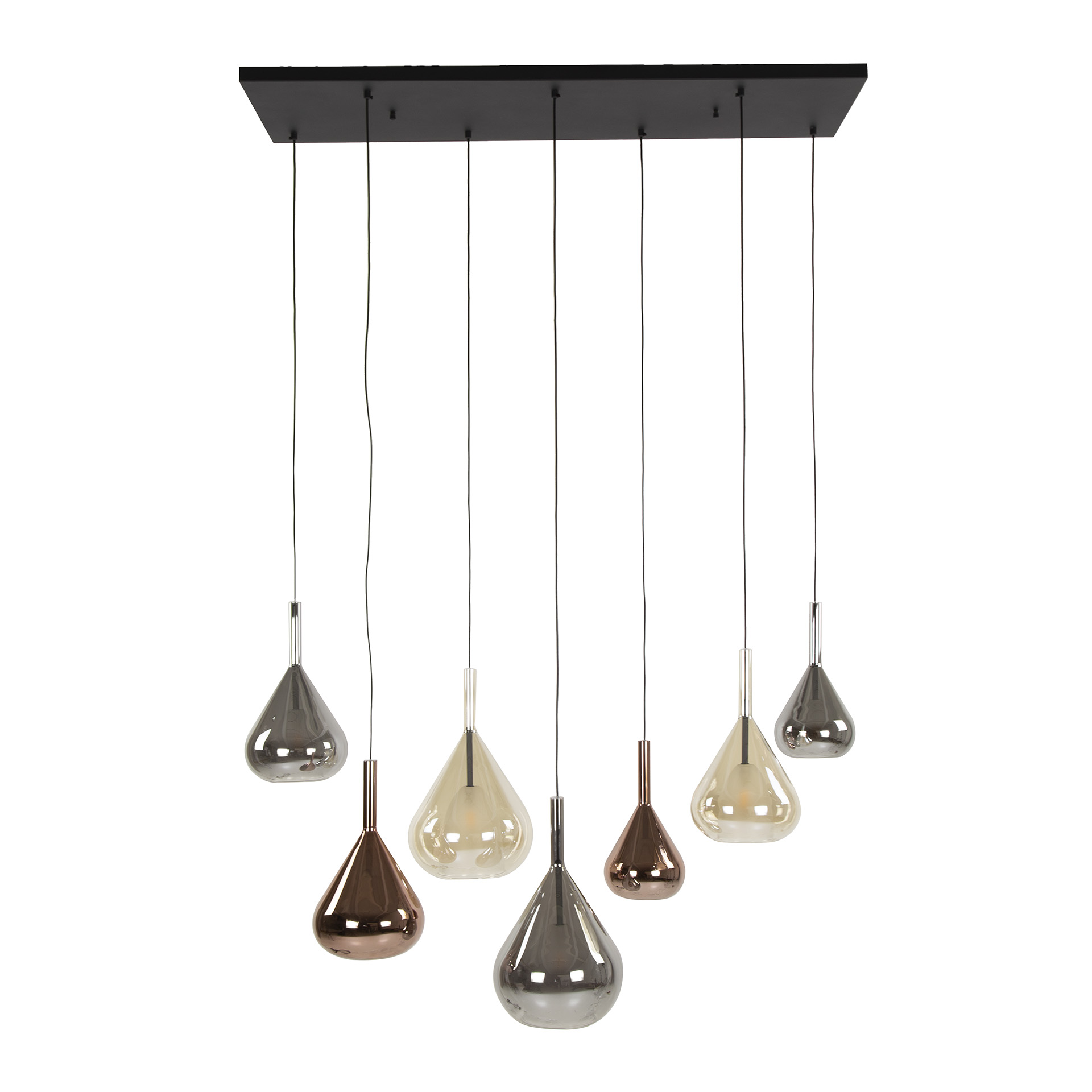 Lampe suspendue 4+3 ailes mix verre / Noir
