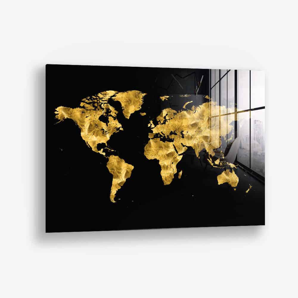Golden World Map – Verre
