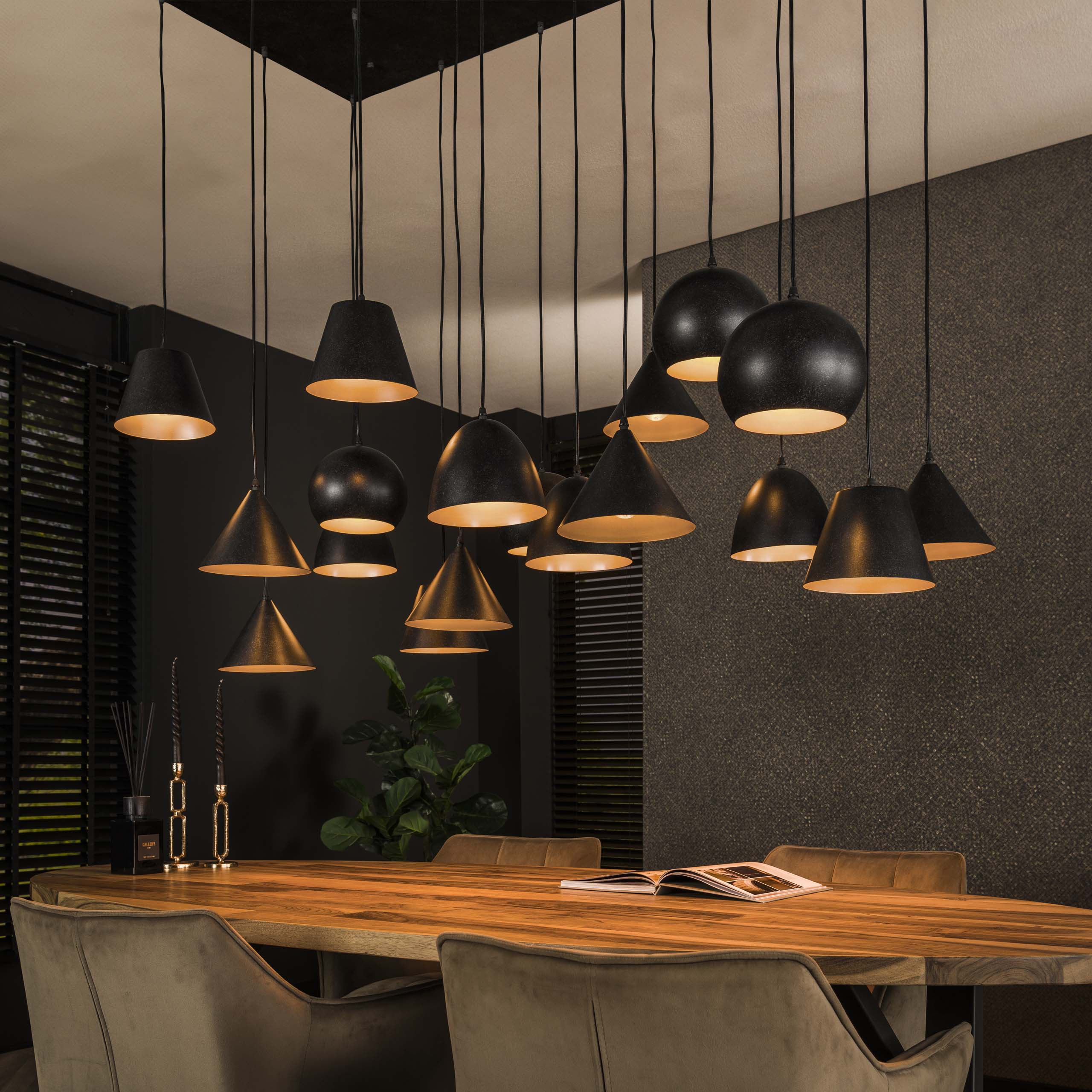 Lampe suspendue 18L XXL abat-jour métal / Noir Artic
