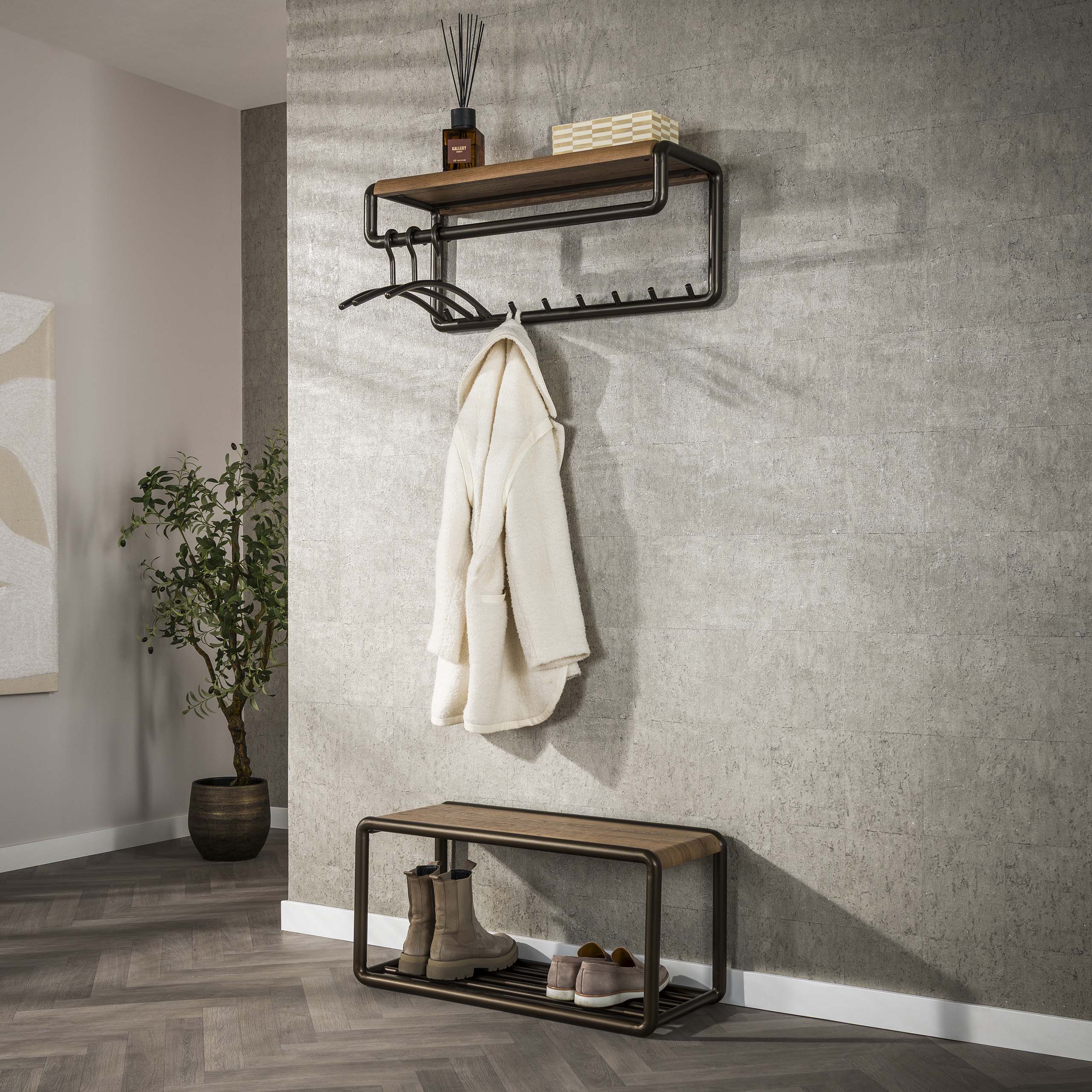 Banc à chaussures Luno Drift marron - banc de rangement