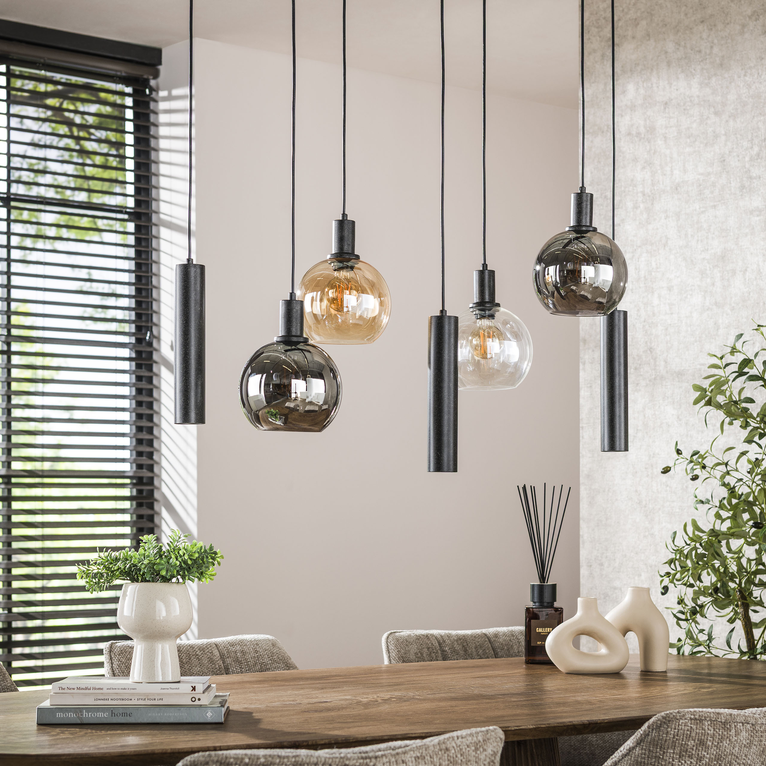 Lampe suspendue Sfera Tricolore 4+3 - Noir arctique