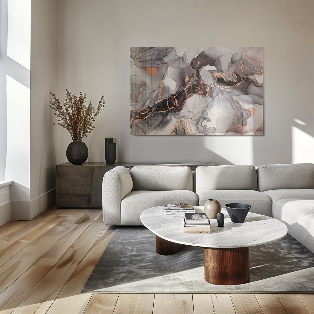 Grey & Gold Abstract Marble – Verre