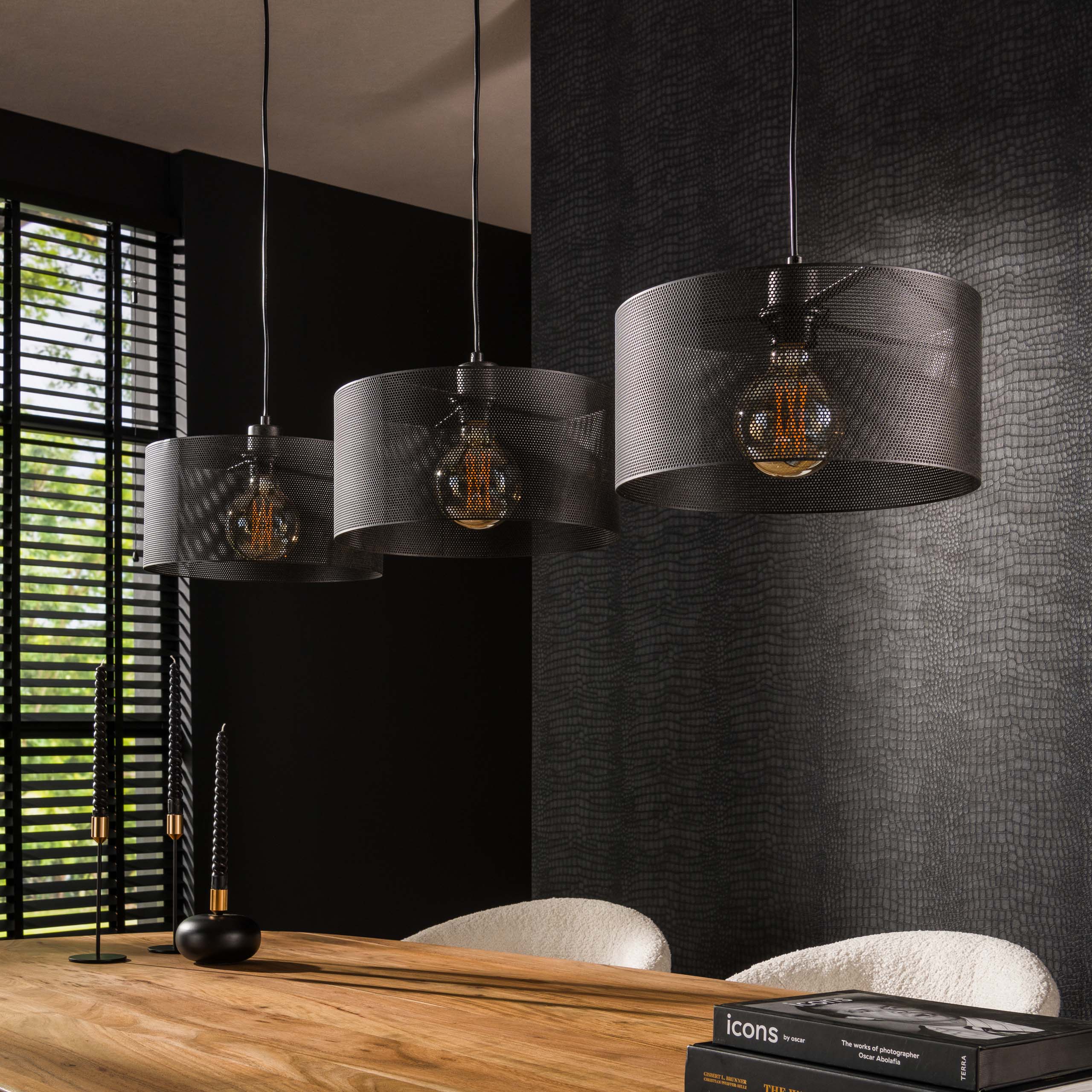 Lampe suspendue 3L maille ronde / Noir Artic