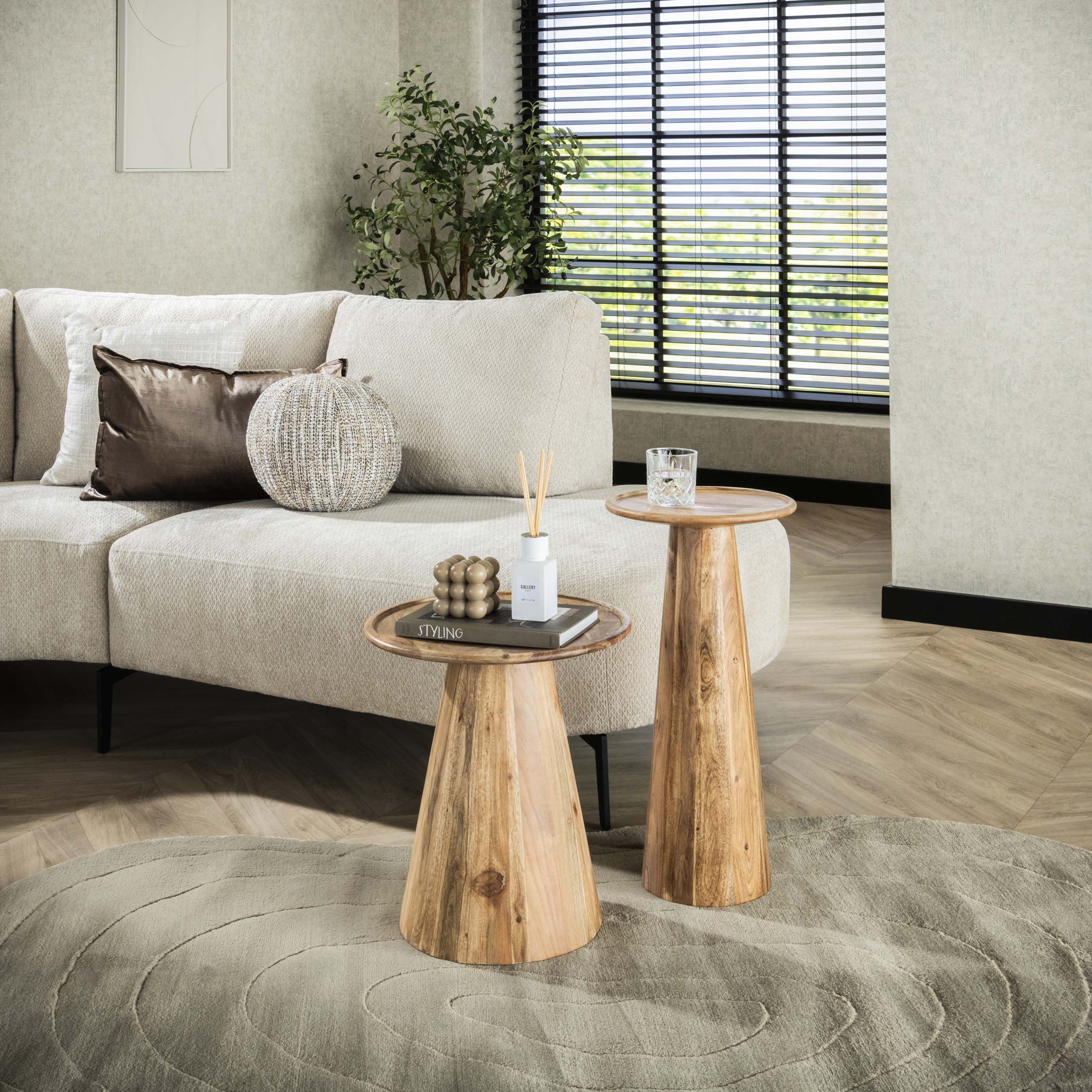 Table d'appoint Cone - lot de 2 - Acacia massif