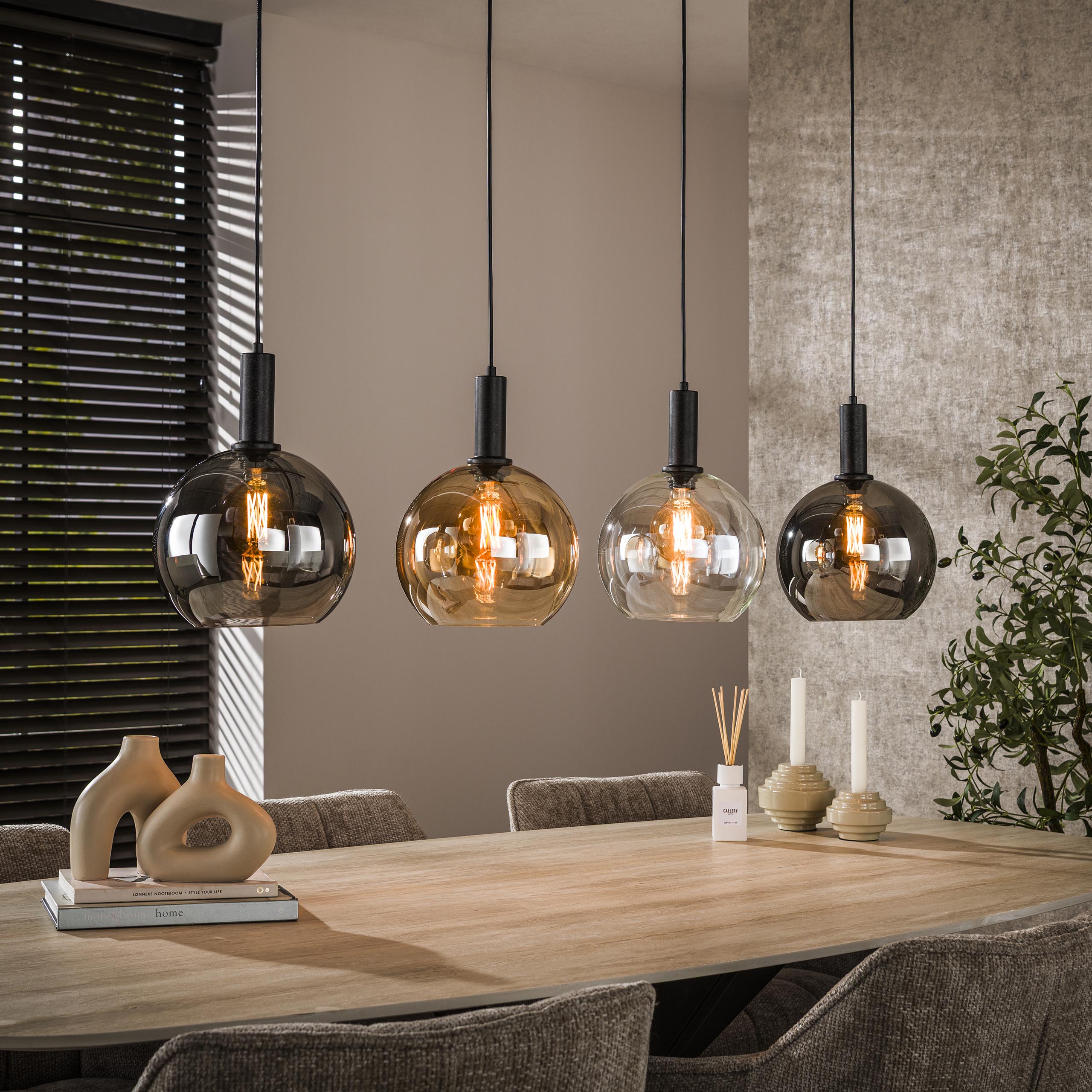 Lampe à suspension Sfera Tricolore 4 lumières - Noir arctique