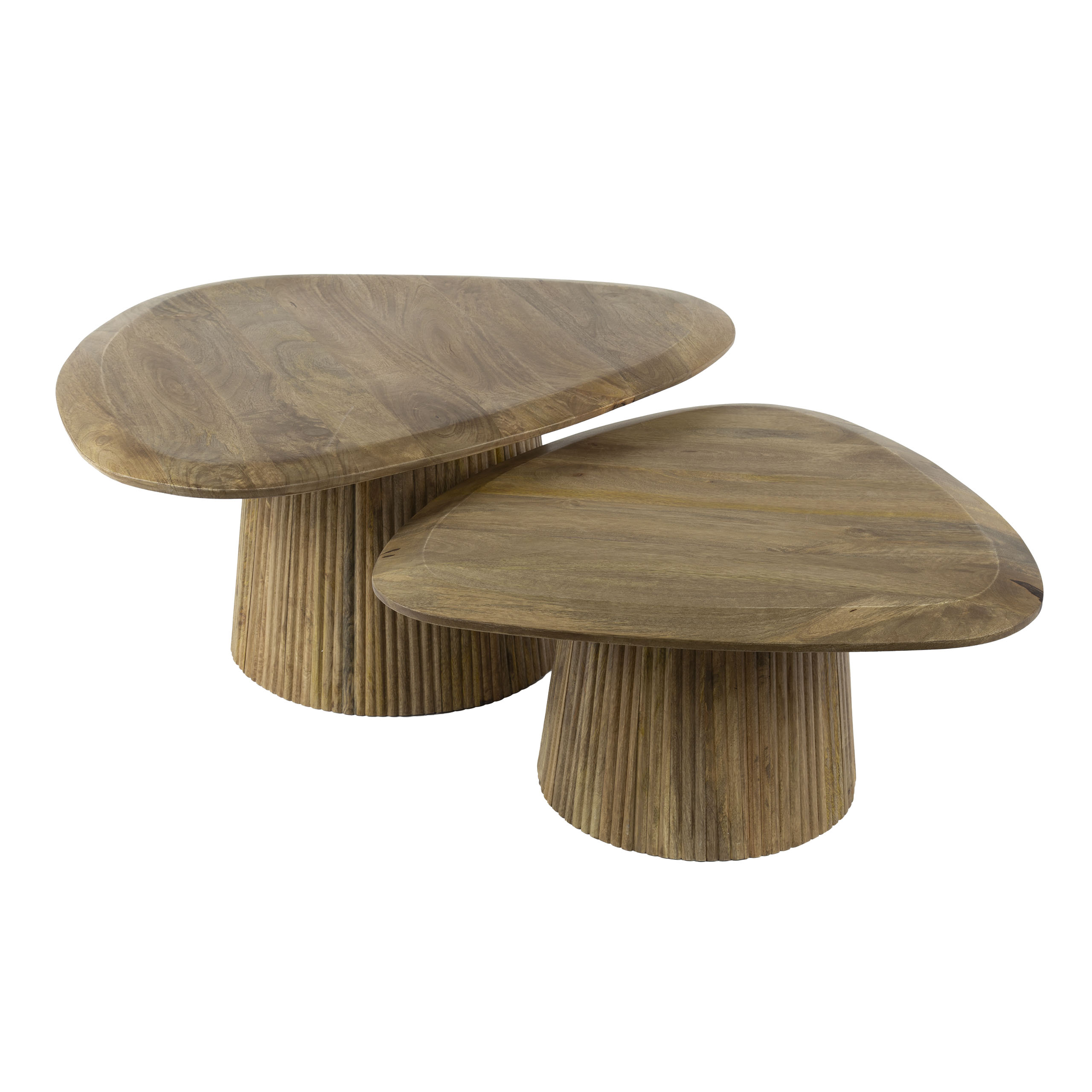 Table basse triangulaire Wave - lot de 2 - Manguier massif