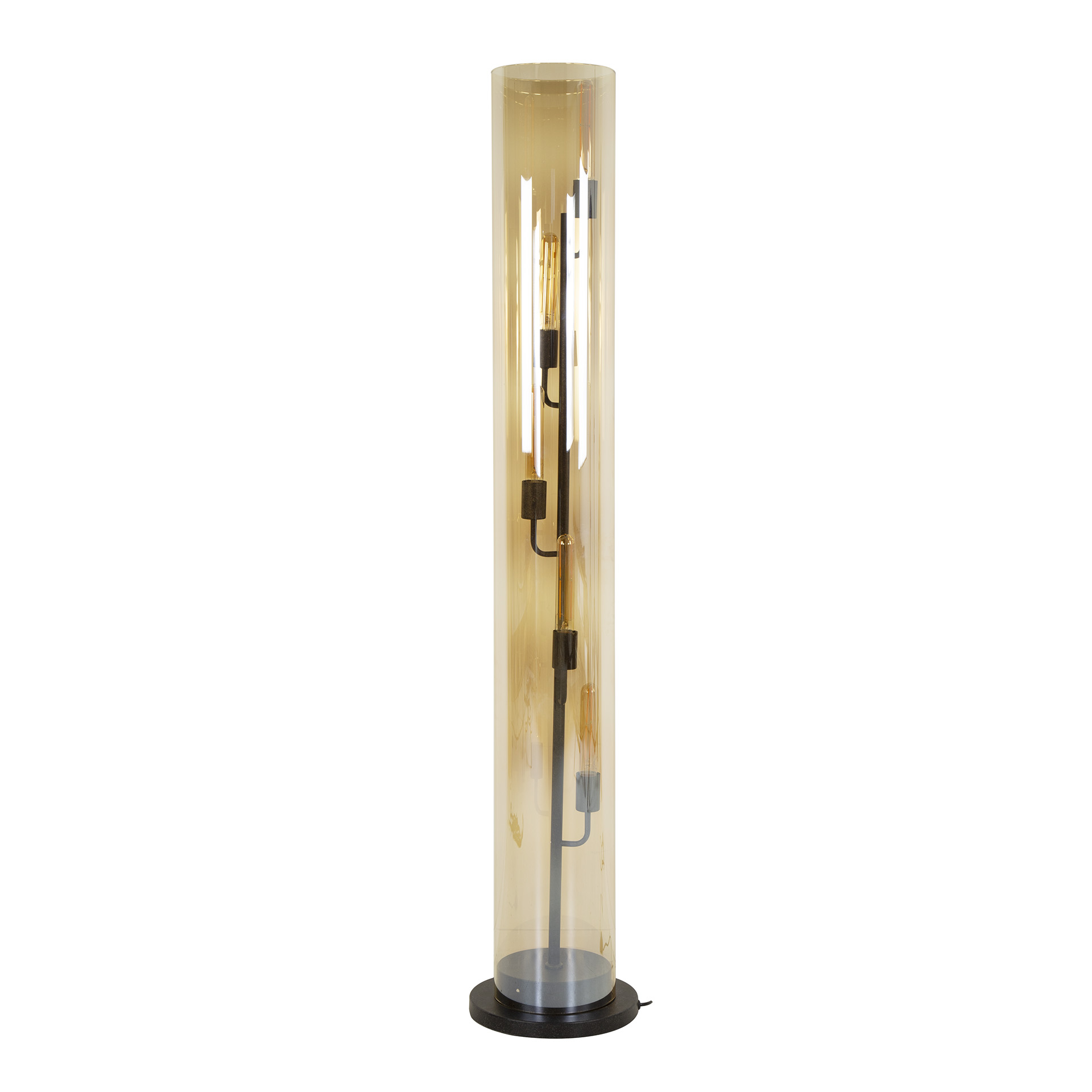 Lampadaire tube 5L verre ambré / Noir Artic
