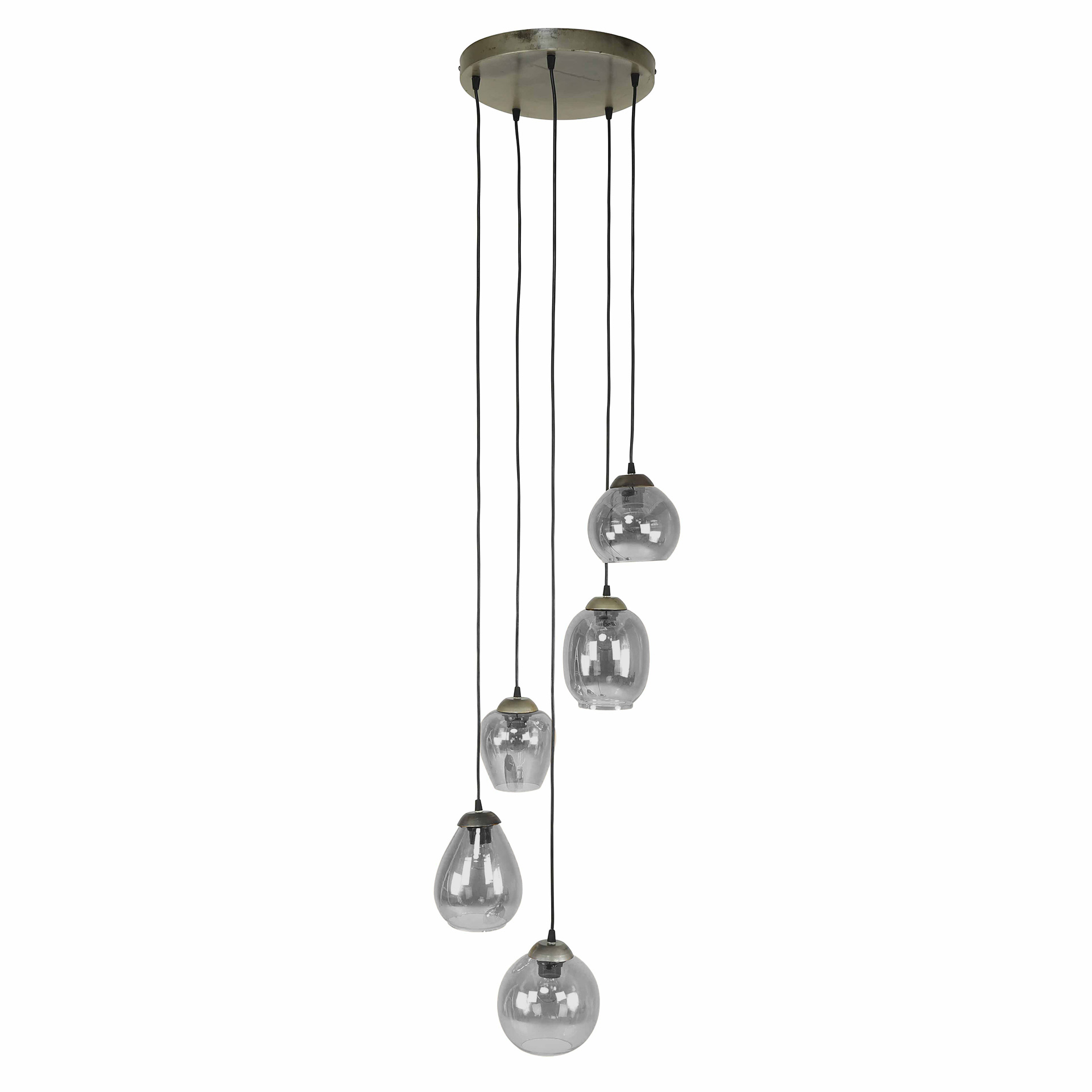 Lampe suspendue 5L mix étagé / Verre chromé