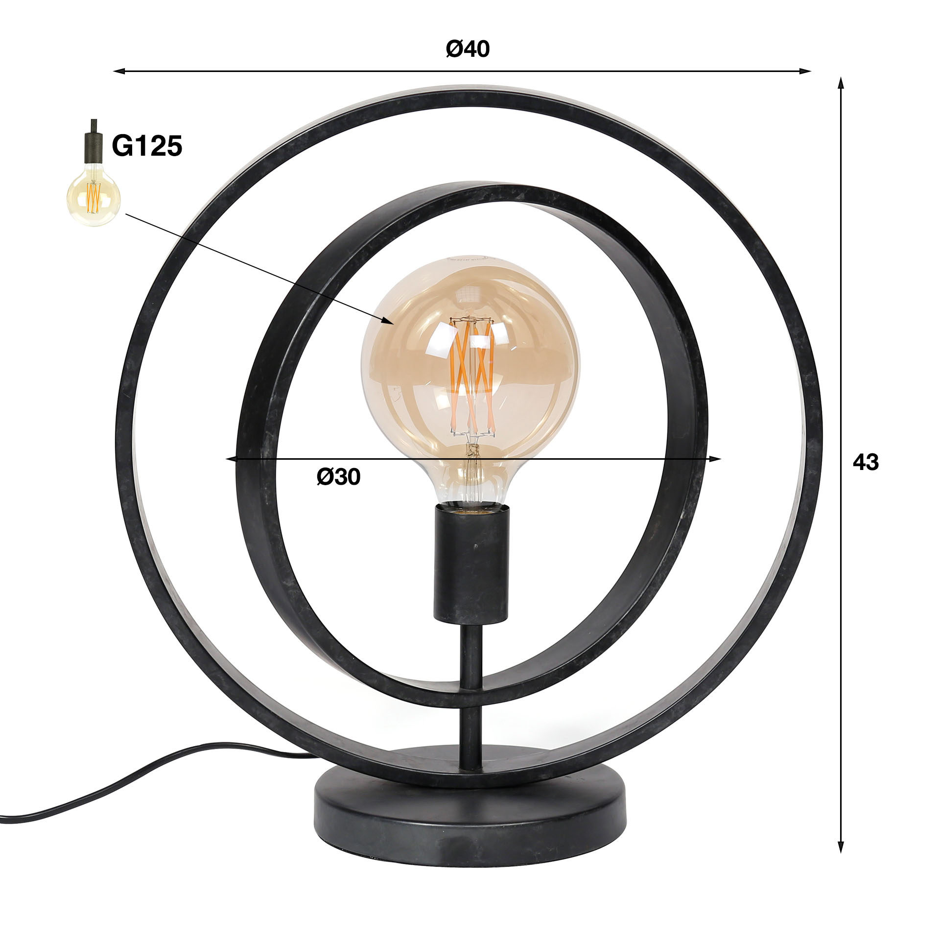 Lampe de table 1L Turn around / Charbon