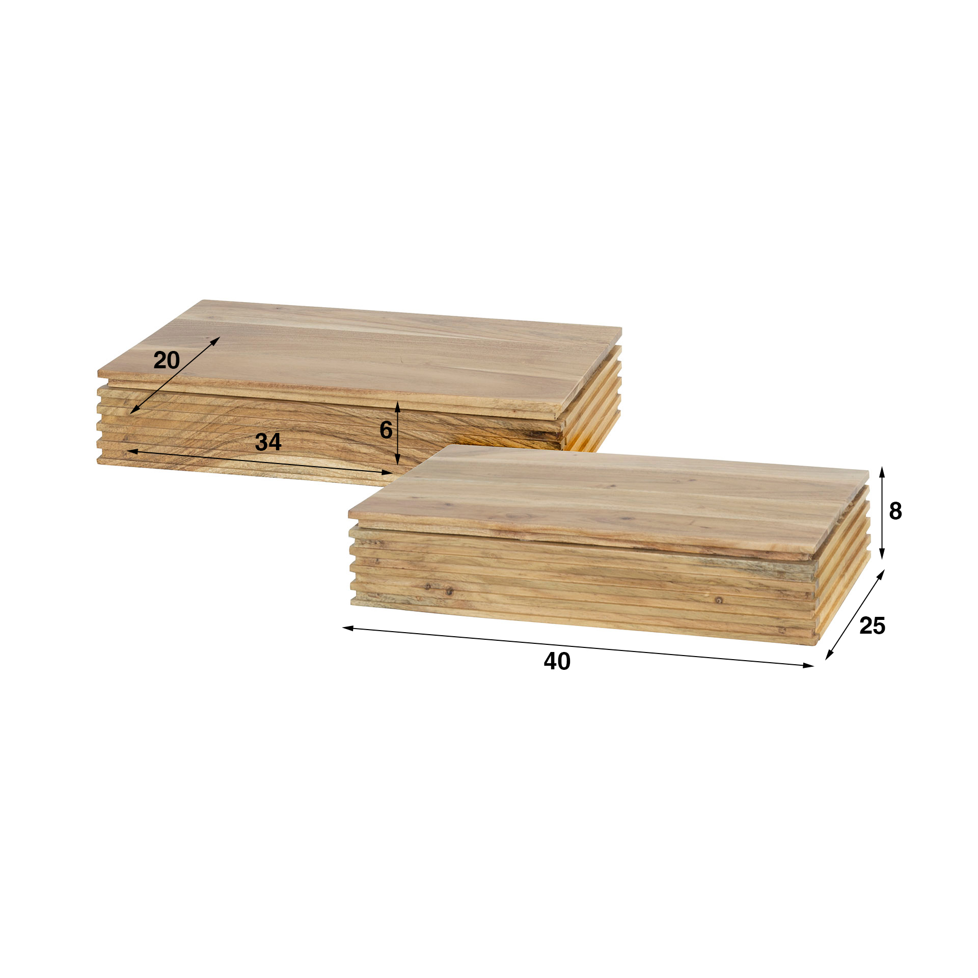 Table de chevet Layer L 1 tiroir - lot de 2 - Acacia massif