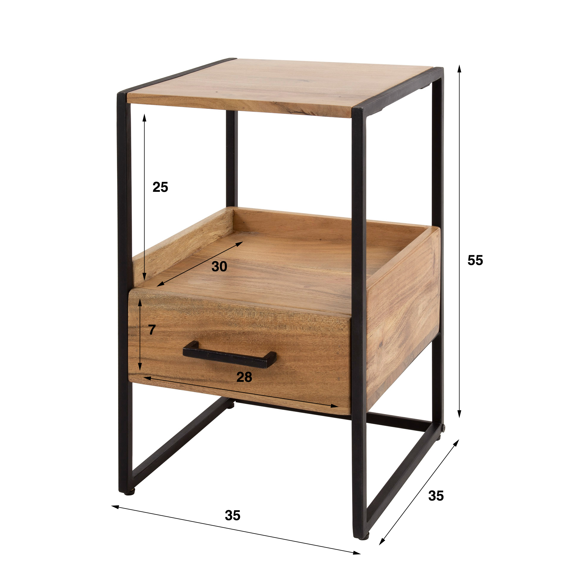 Table de chevet 1L niche XS / Acacia massif naturel