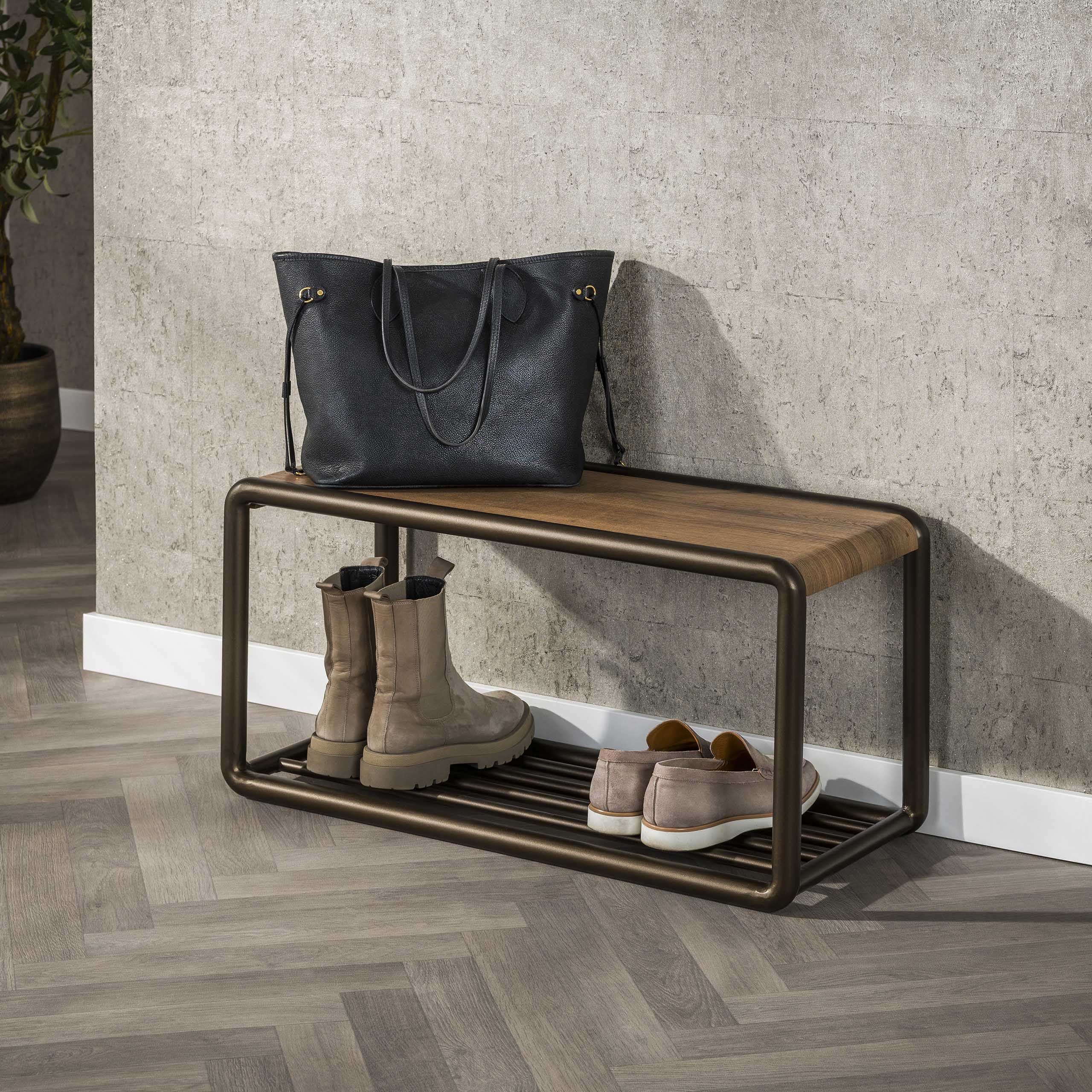 Banc à chaussures Luno Drift marron - banc de rangement