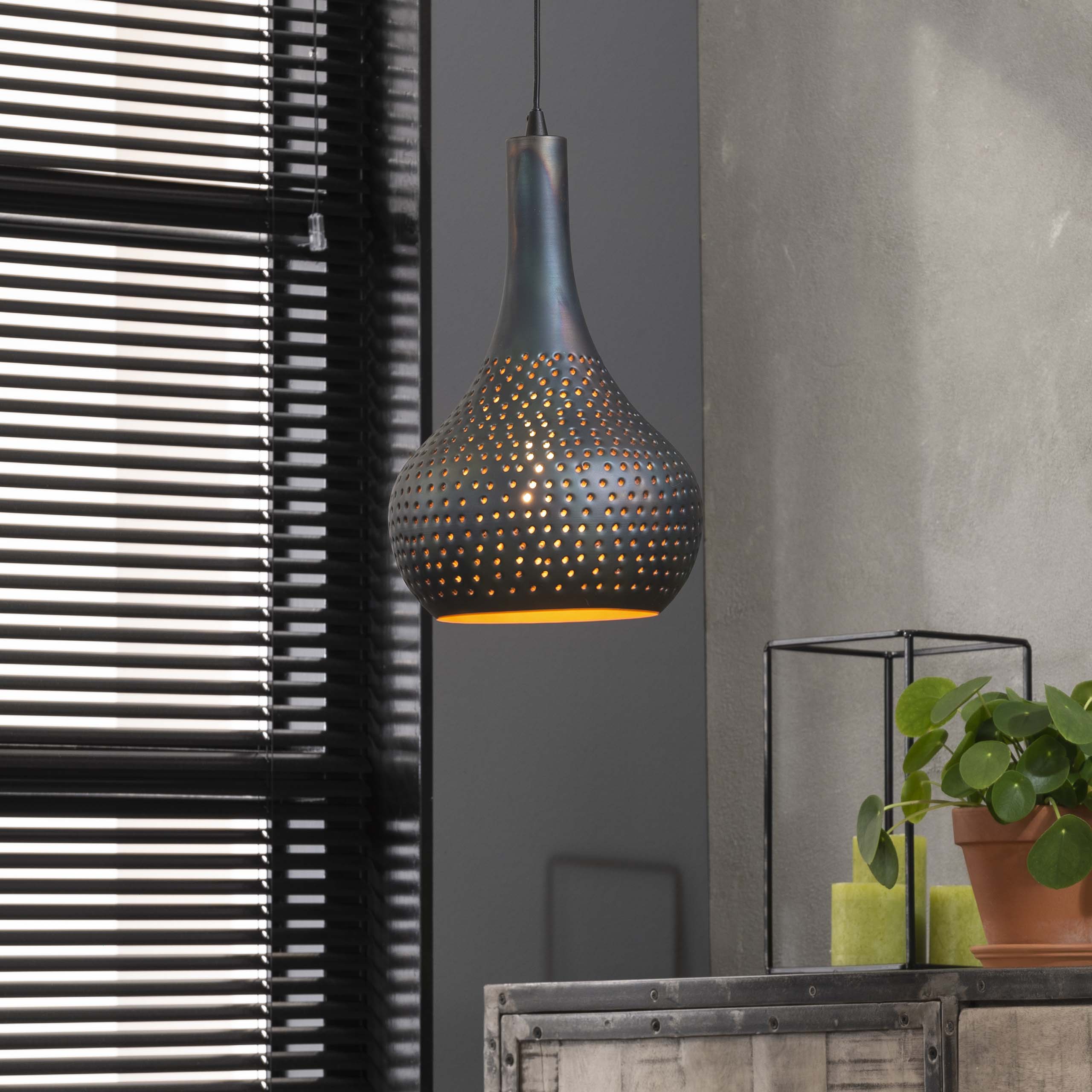 Lampe suspendue 1x cône en béton industriel/marron noir