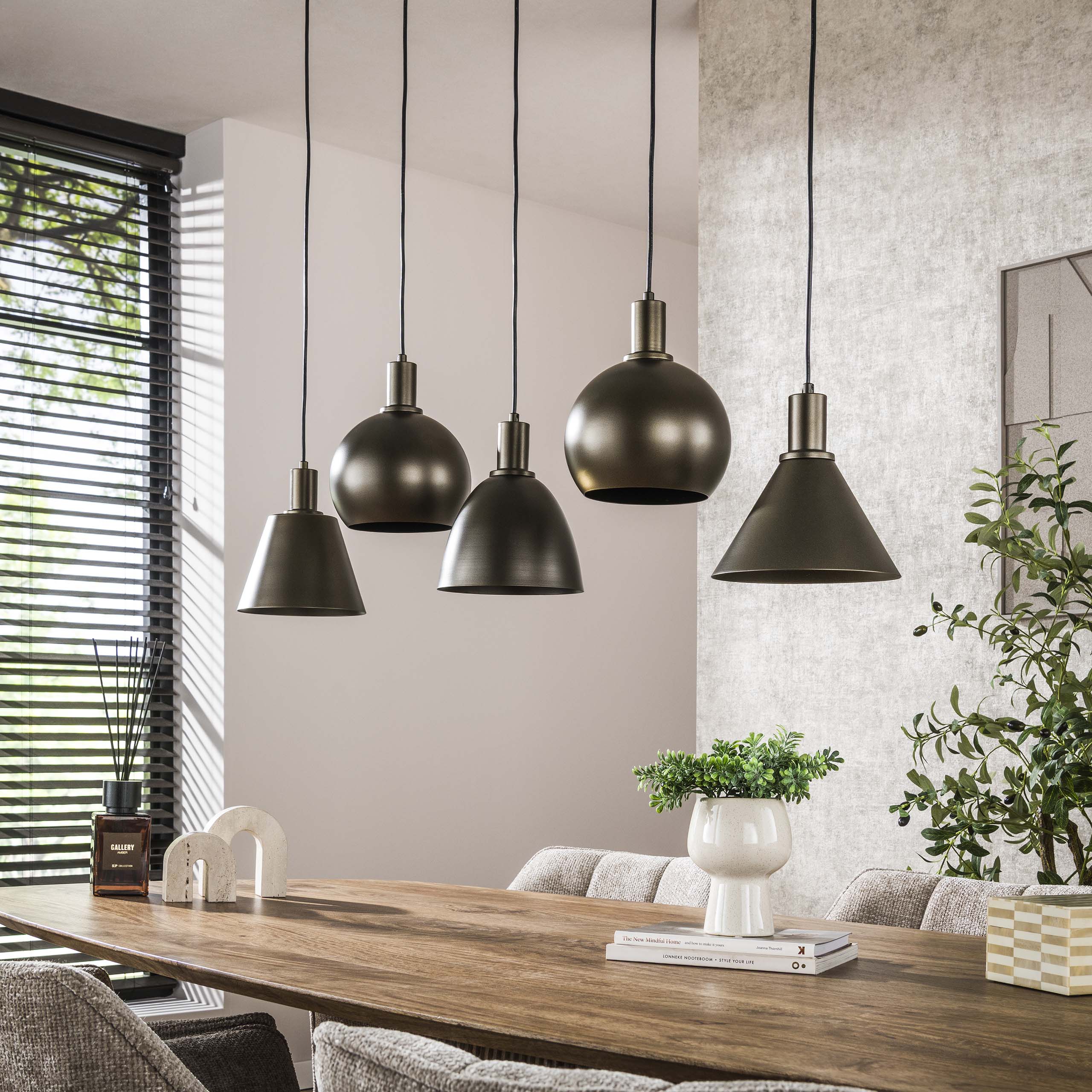 Lampe à suspension Metallo 5 lumières - Brun Sienne