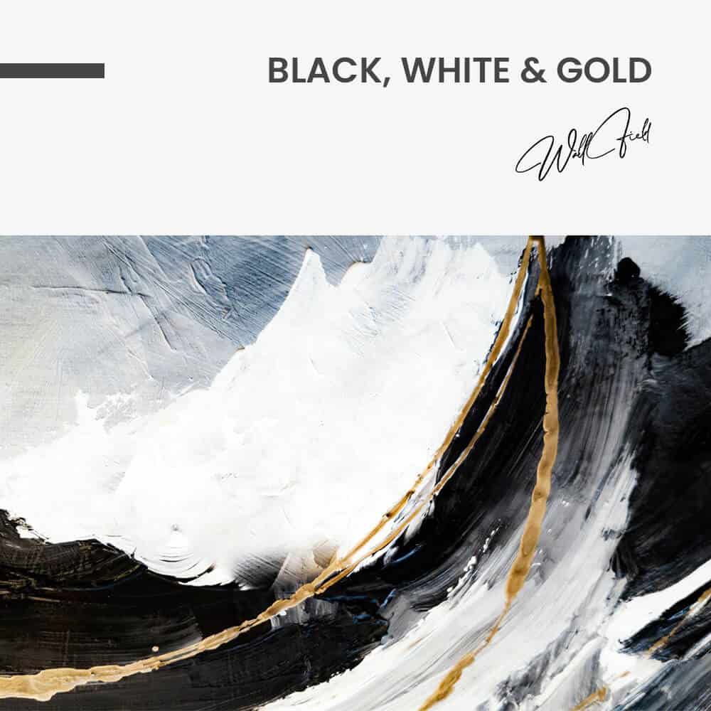 Black,  White & Gold Abstract – Verre