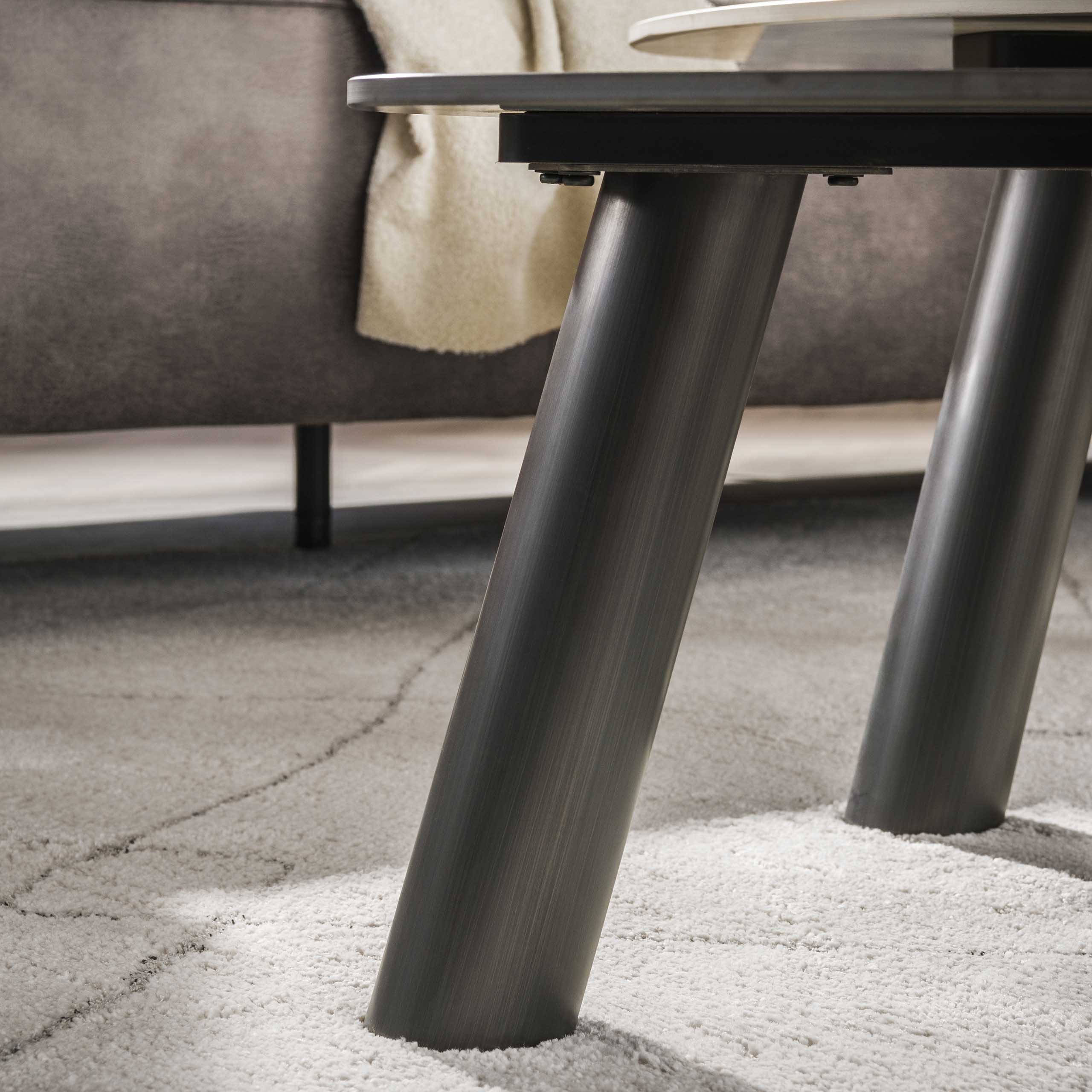 Table basse Twin Log 3D en céramique travertin - Lot de 2