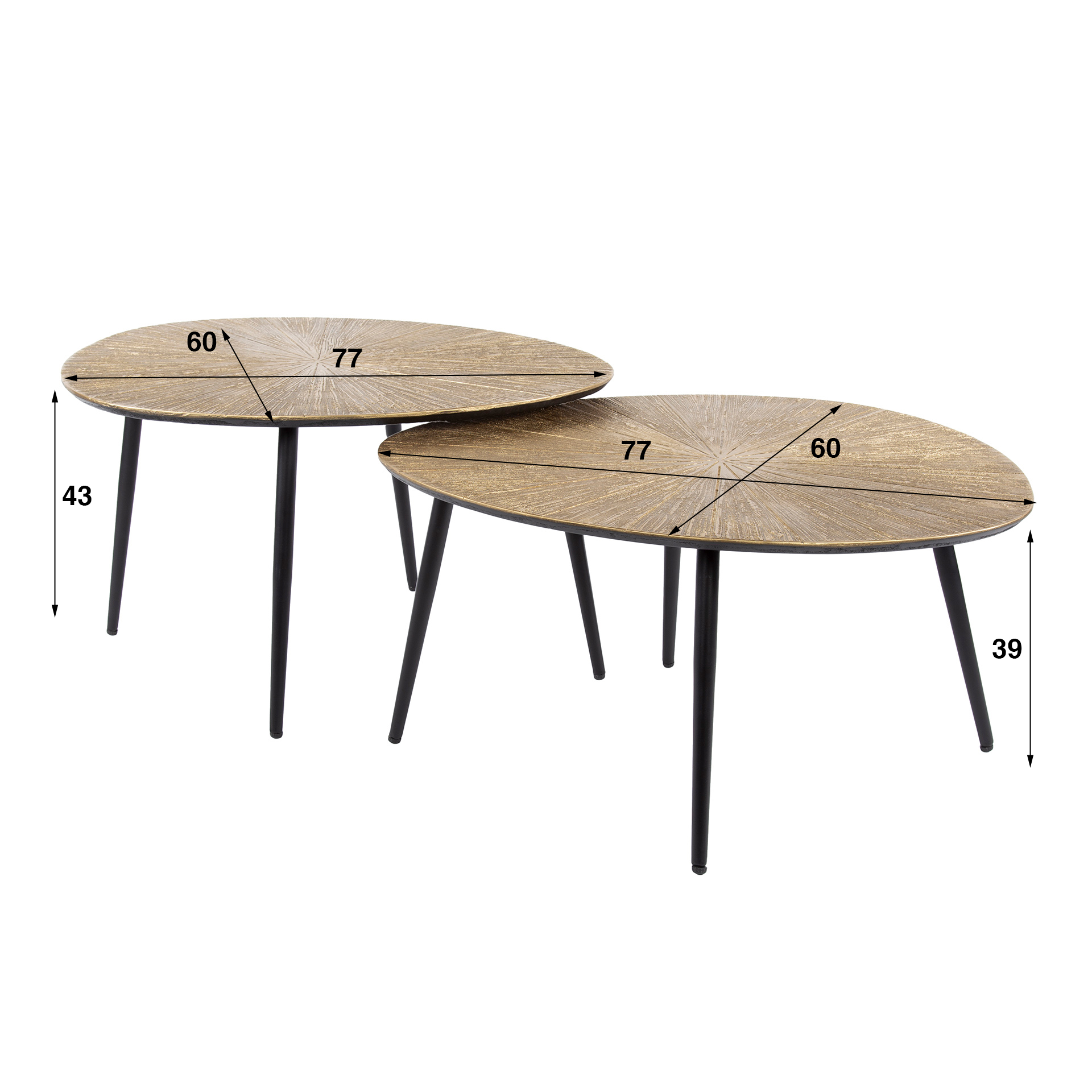 Table basse Ray bio - Lot de 2 - Or antique