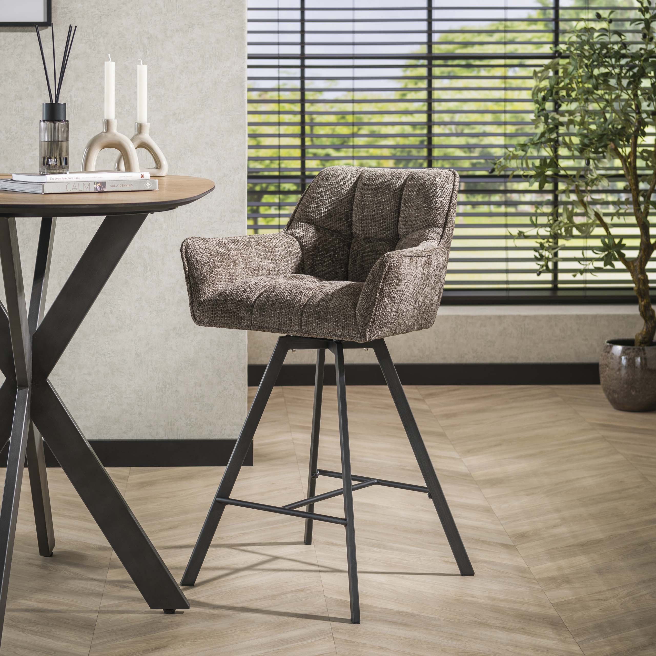 Chaise de bar Raster rotative - par 2 - Hoven taupe