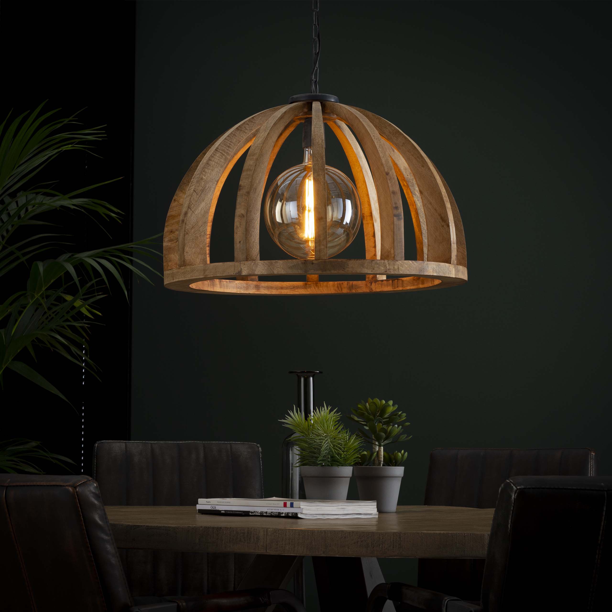 Lampe à suspension Orba 1 lumière Ø60 cm - Manguier massif