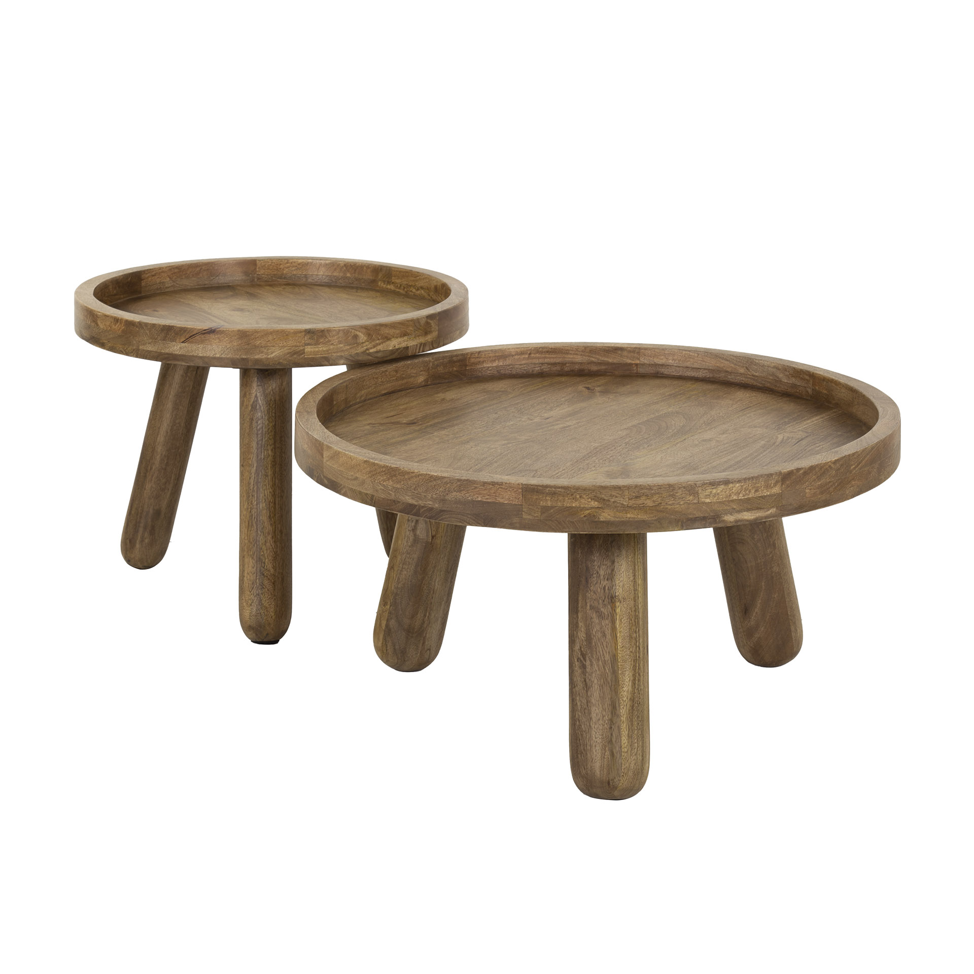 Table basse tripode - lot de 2 - Coloris manguier massif sable
