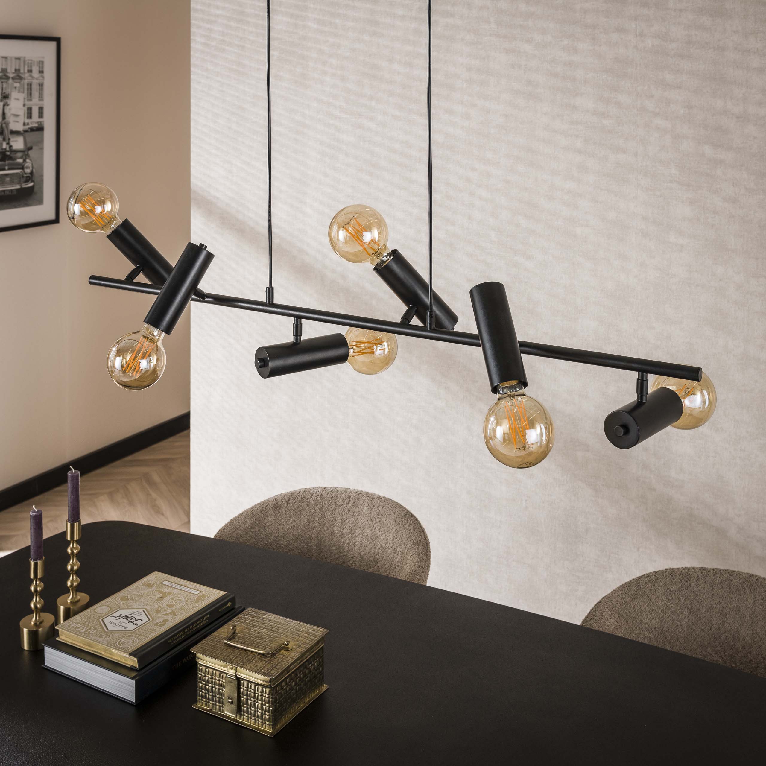 Lampe suspendue 6L point / Charbon
