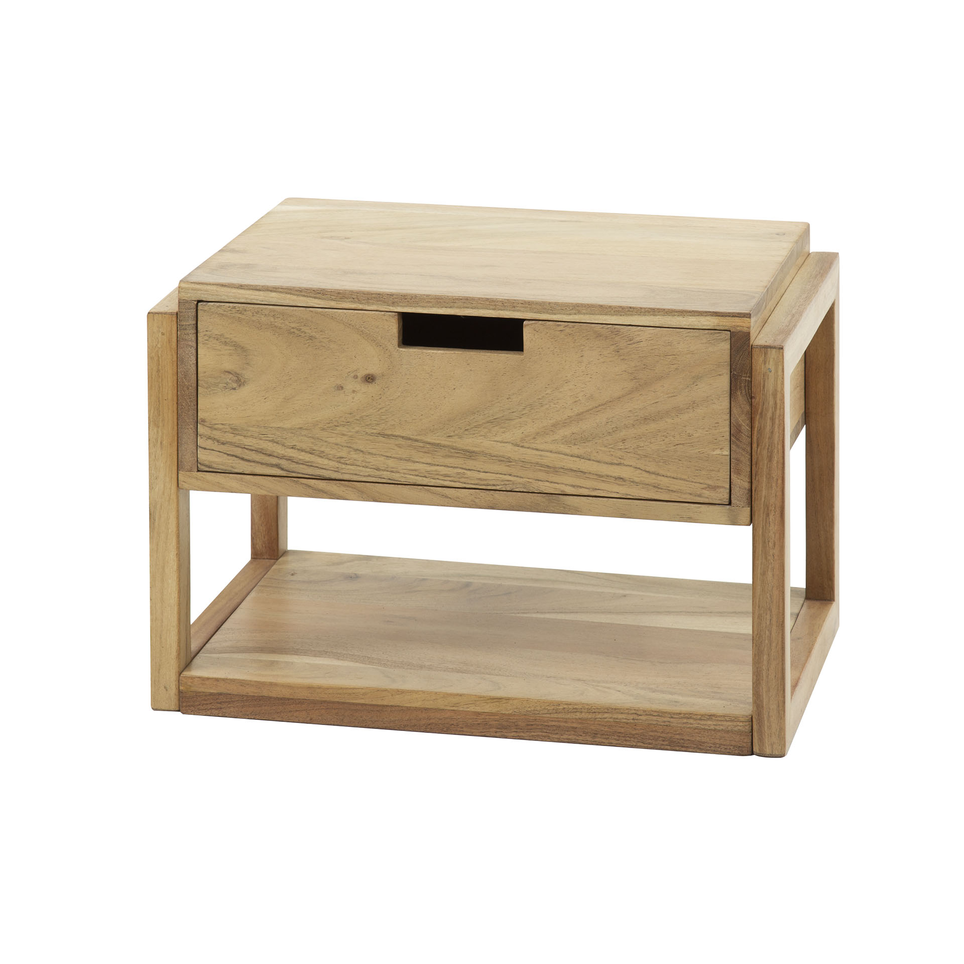 Table de chevet 1L structure bois flottante / Acacia massif naturel