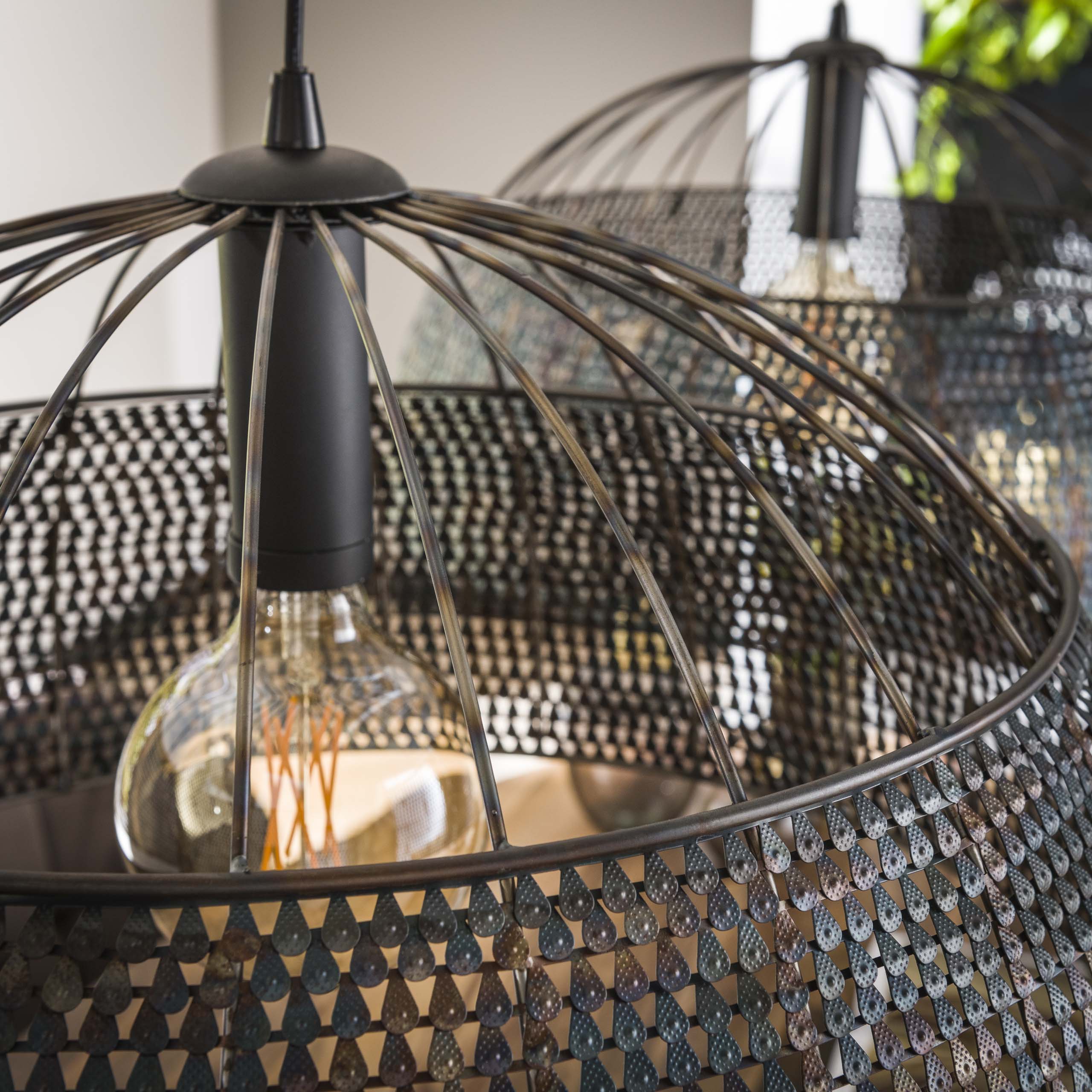 Lampe à suspension Armor Open 2 lumières Ø60 - Marron noir